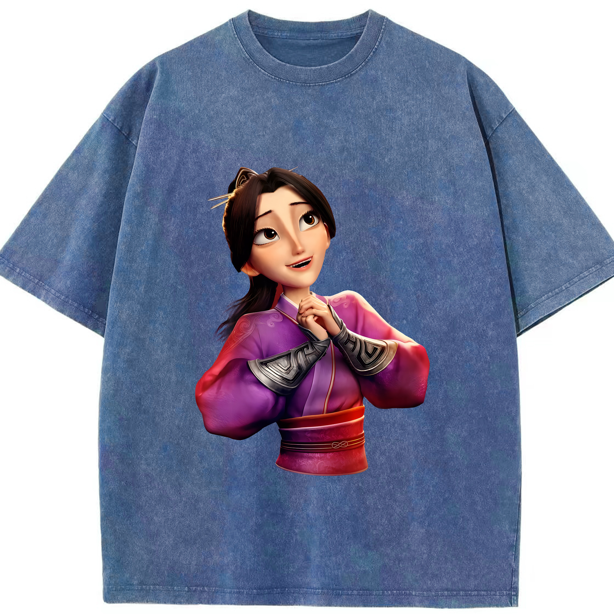 （画像用） Ne Zha 2 ナタ 魔童の大暴れ 綿100% ヴィンテージ風 半袖Tシャツ（フロントプリント）