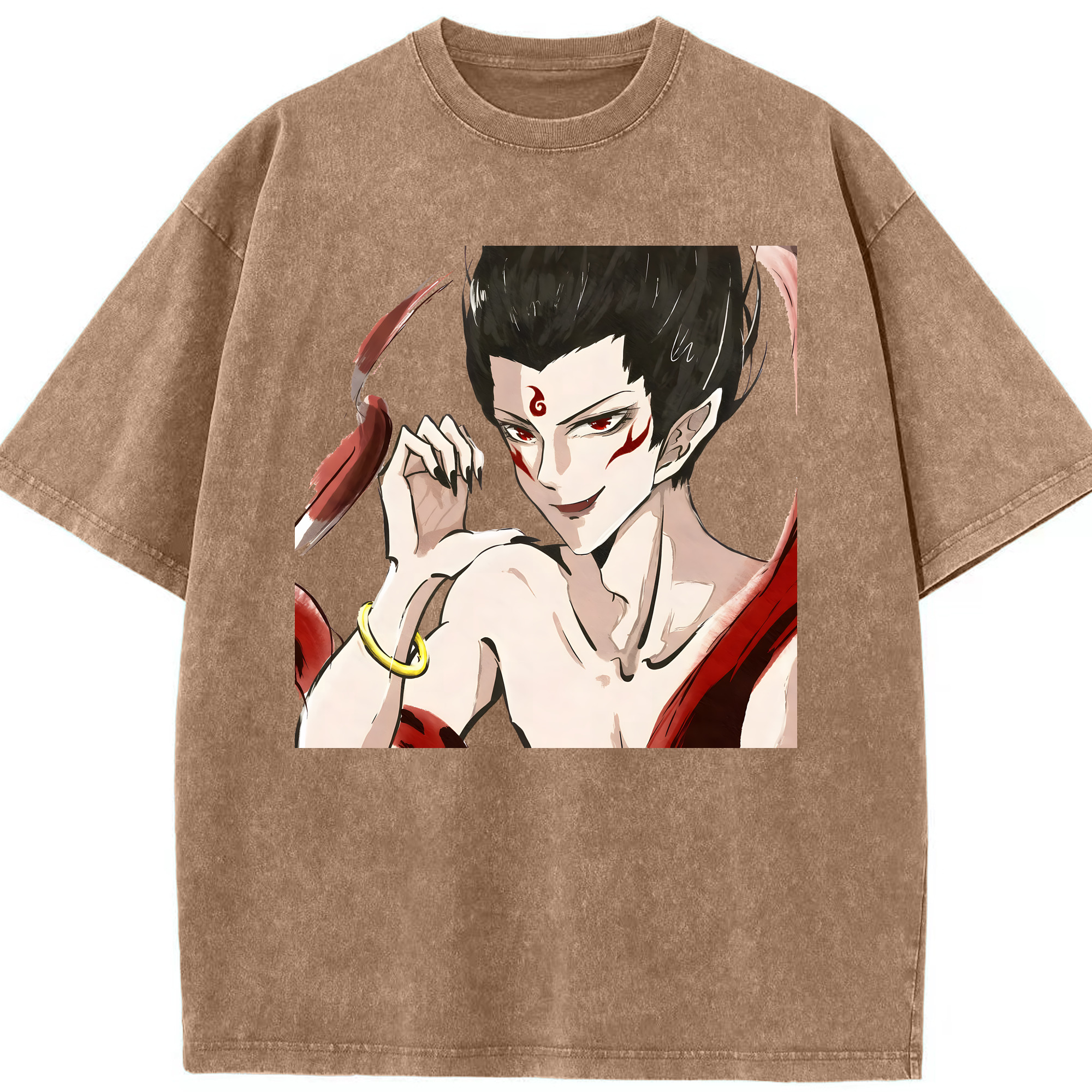 （画像用） Ne Zha 2 ナタ 魔童の大暴れ 綿100% ヴィンテージ風 半袖Tシャツ（フロントプリント）