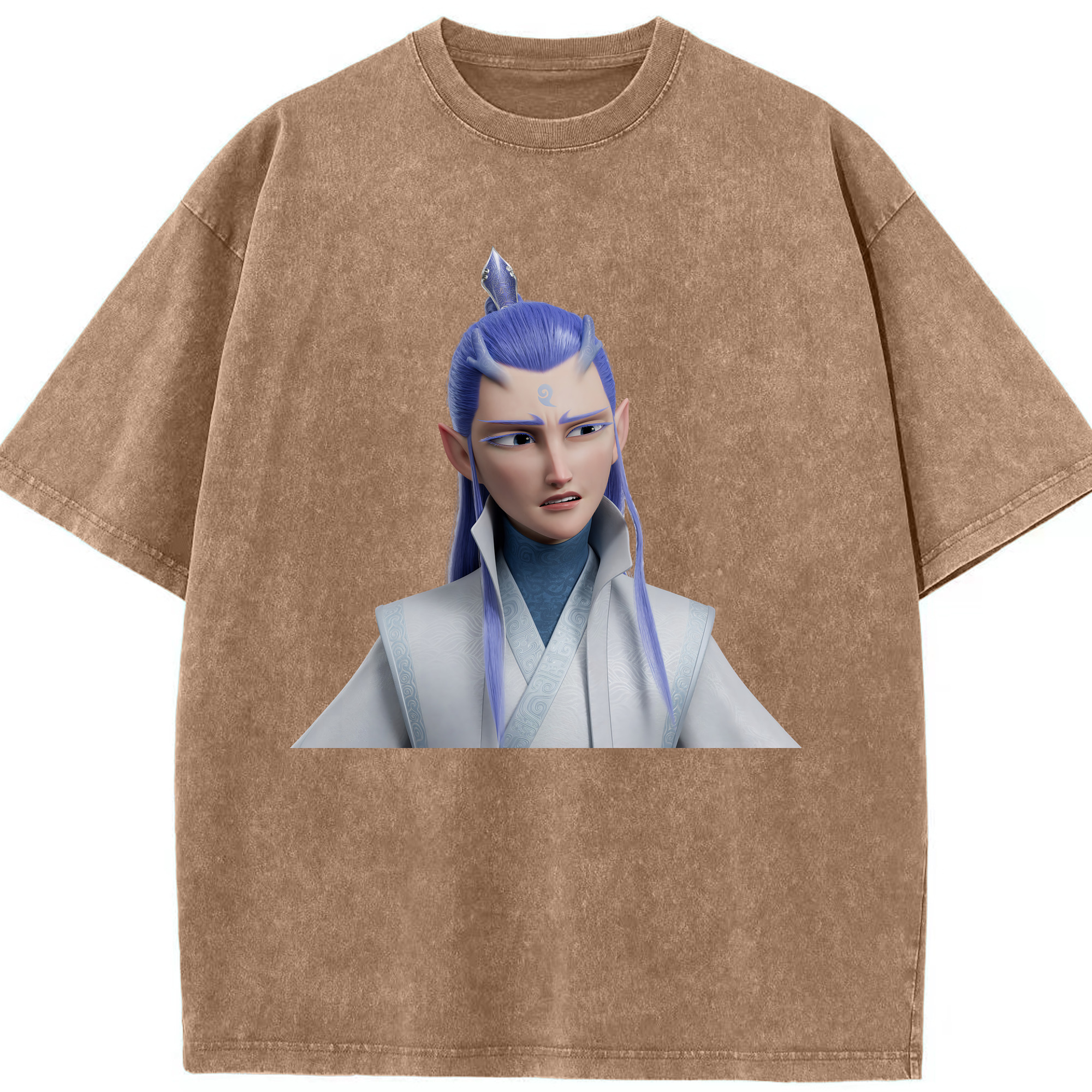 （画像用） Ne Zha 2 ナタ 魔童の大暴れ 綿100% ヴィンテージ風 半袖Tシャツ（フロントプリント）