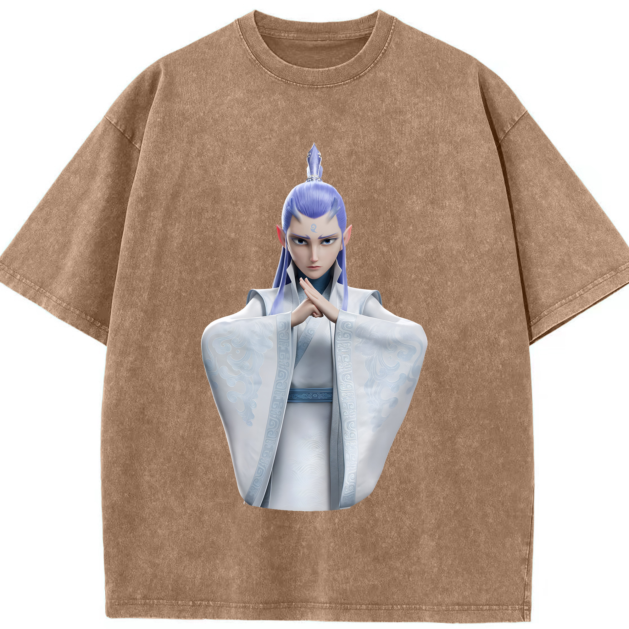 （画像用） Ne Zha 2 ナタ 魔童の大暴れ 綿100% ヴィンテージ風 半袖Tシャツ（フロントプリント）