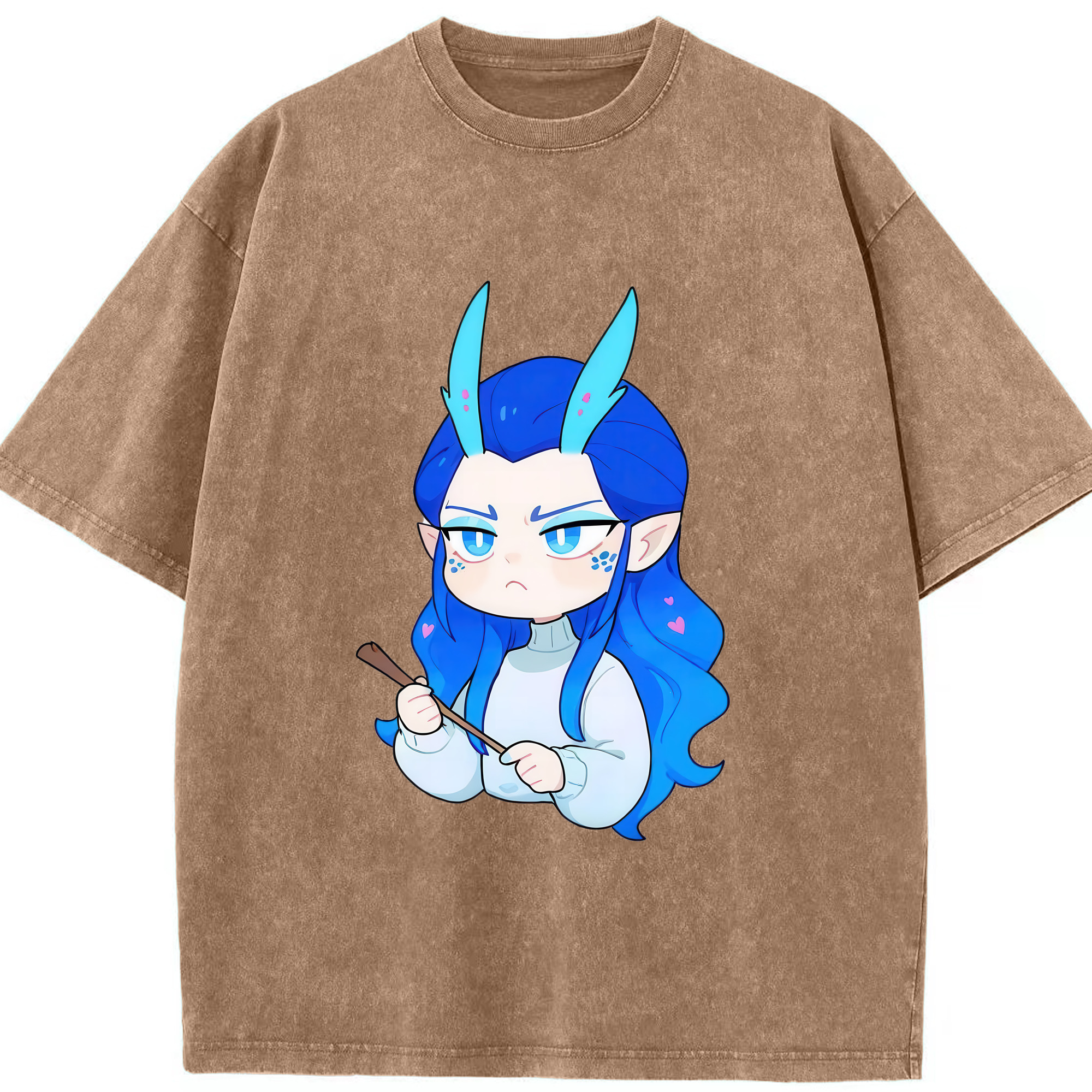 （画像用） Ne Zha 2 ナタ 魔童の大暴れ 綿100% ヴィンテージ風 半袖Tシャツ（フロントプリント）