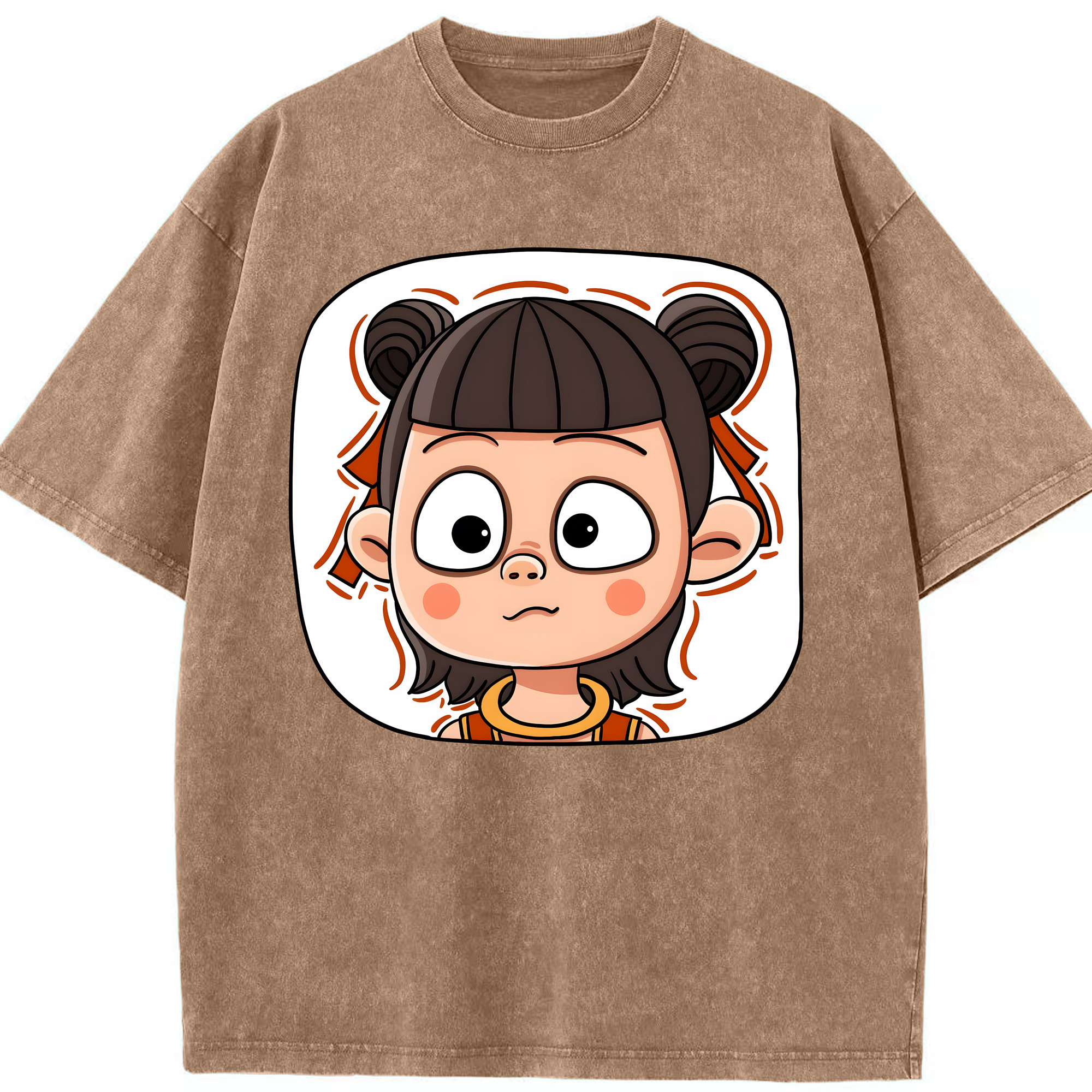 （画像用） Ne Zha 2 ナタ 魔童の大暴れ 綿100% ヴィンテージ風 半袖Tシャツ（フロントプリント）