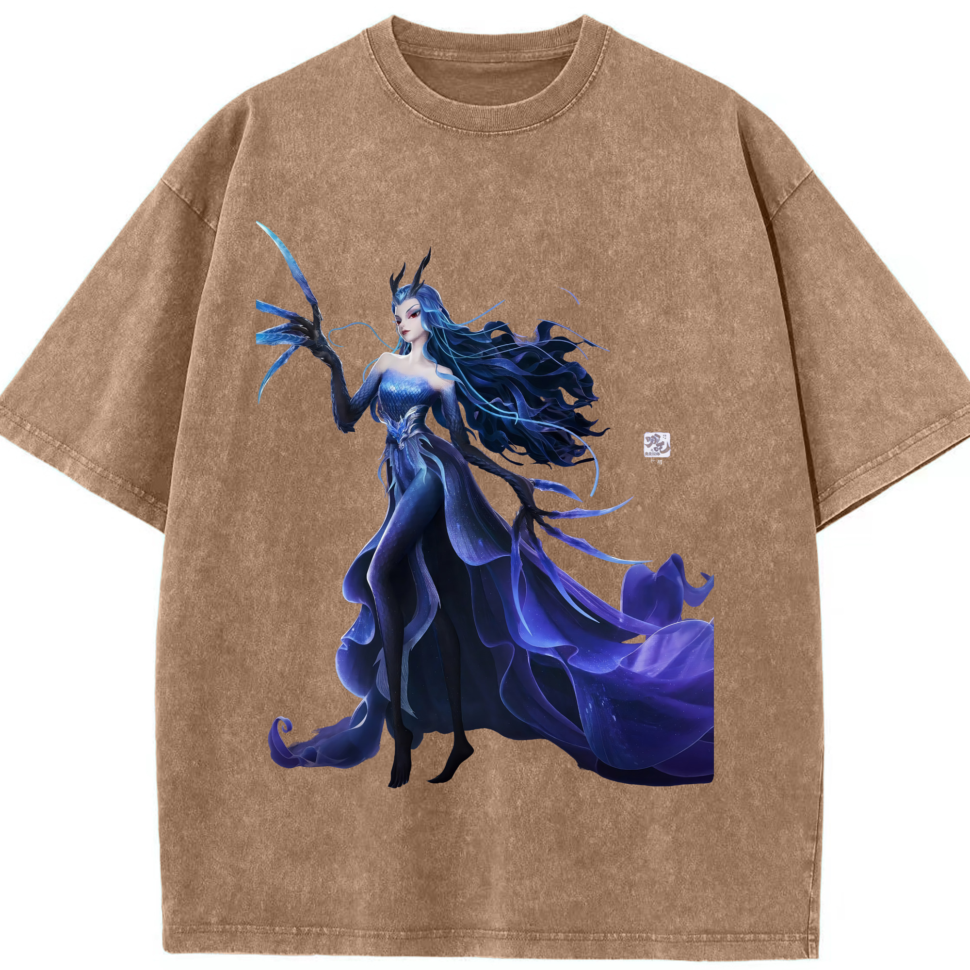 （画像用） Ne Zha 2 ナタ 魔童の大暴れ 綿100% ヴィンテージ風 半袖Tシャツ（フロントプリント）