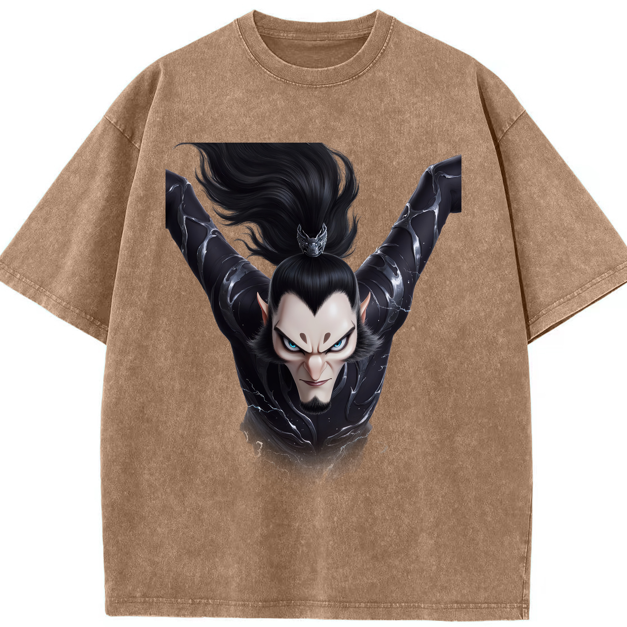 （画像用） Ne Zha 2 ナタ 魔童の大暴れ 綿100% ヴィンテージ風 半袖Tシャツ（フロントプリント）