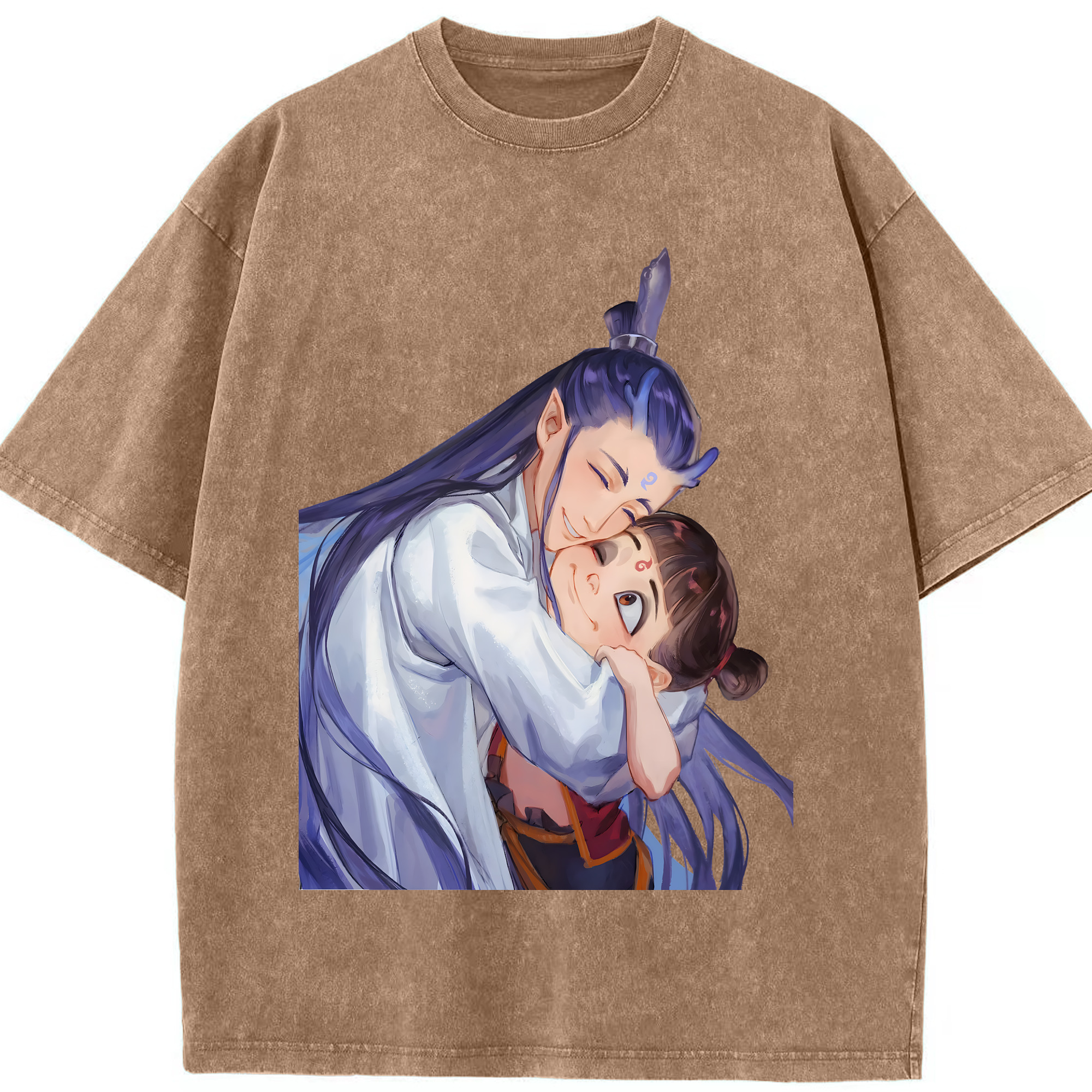 （画像用） Ne Zha 2 ナタ 魔童の大暴れ 綿100% ヴィンテージ風 半袖Tシャツ（フロントプリント）