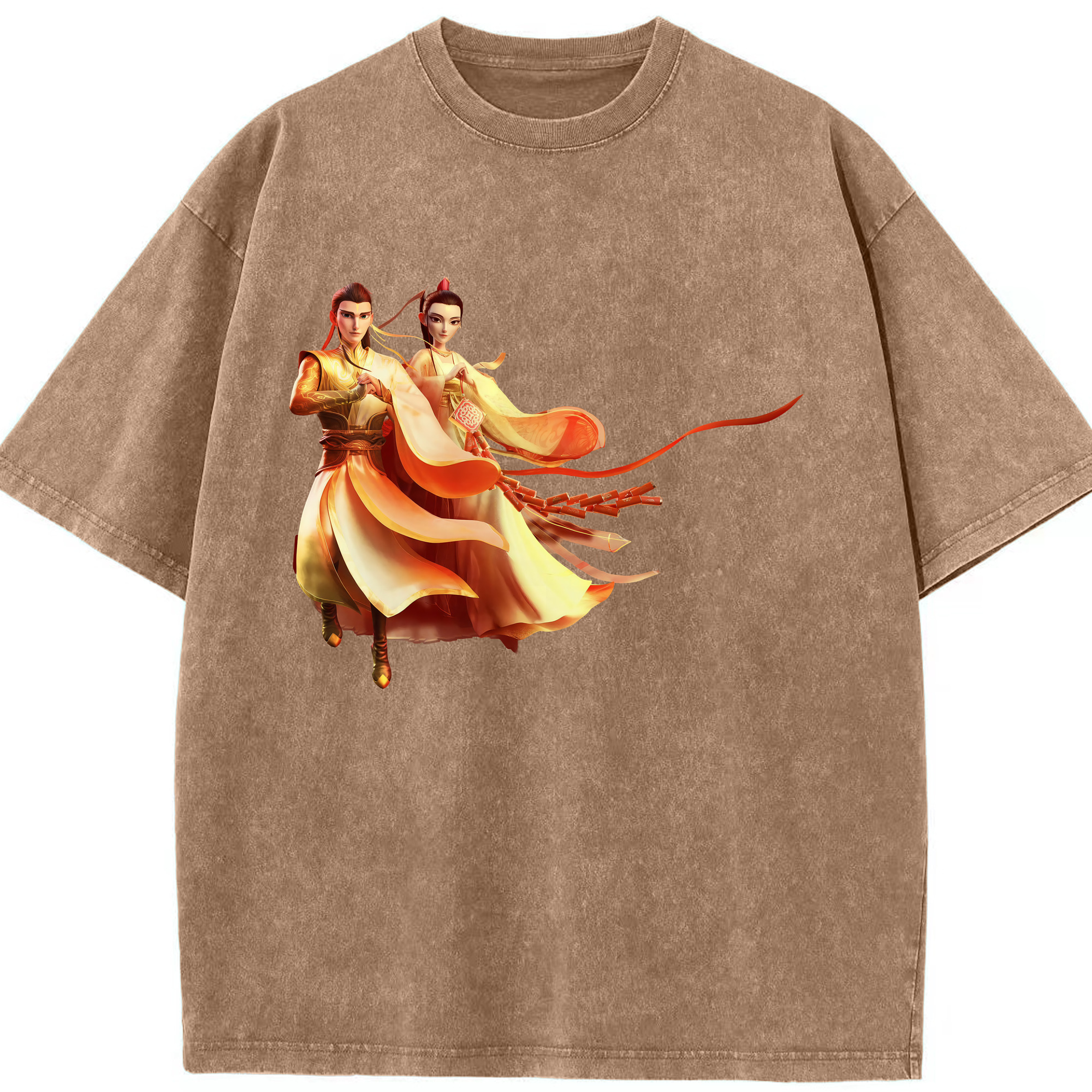 （画像用） Ne Zha 2 ナタ 魔童の大暴れ 綿100% ヴィンテージ風 半袖Tシャツ（フロントプリント）