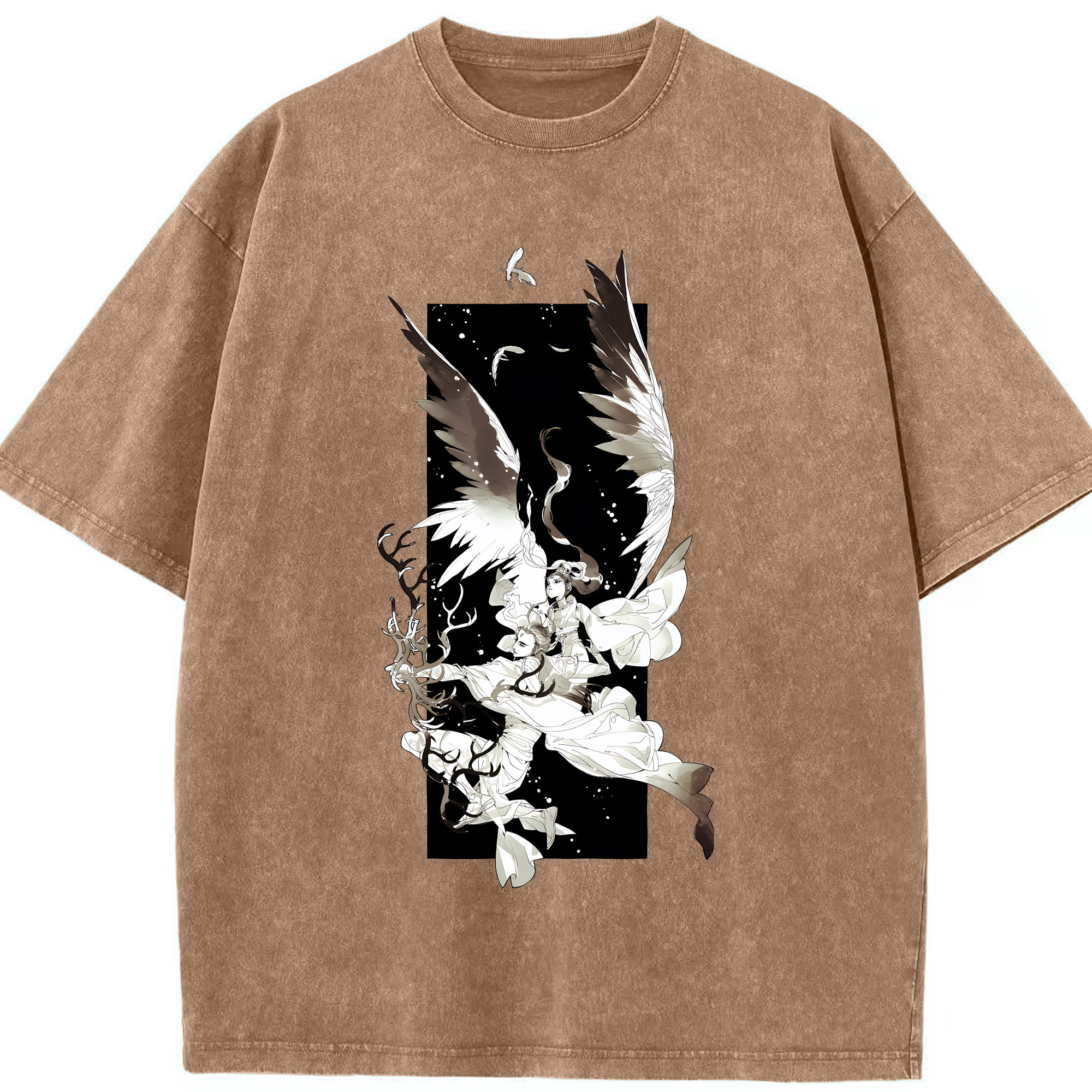 （画像用） Ne Zha 2 ナタ 魔童の大暴れ 綿100% ヴィンテージ風 半袖Tシャツ（フロントプリント）