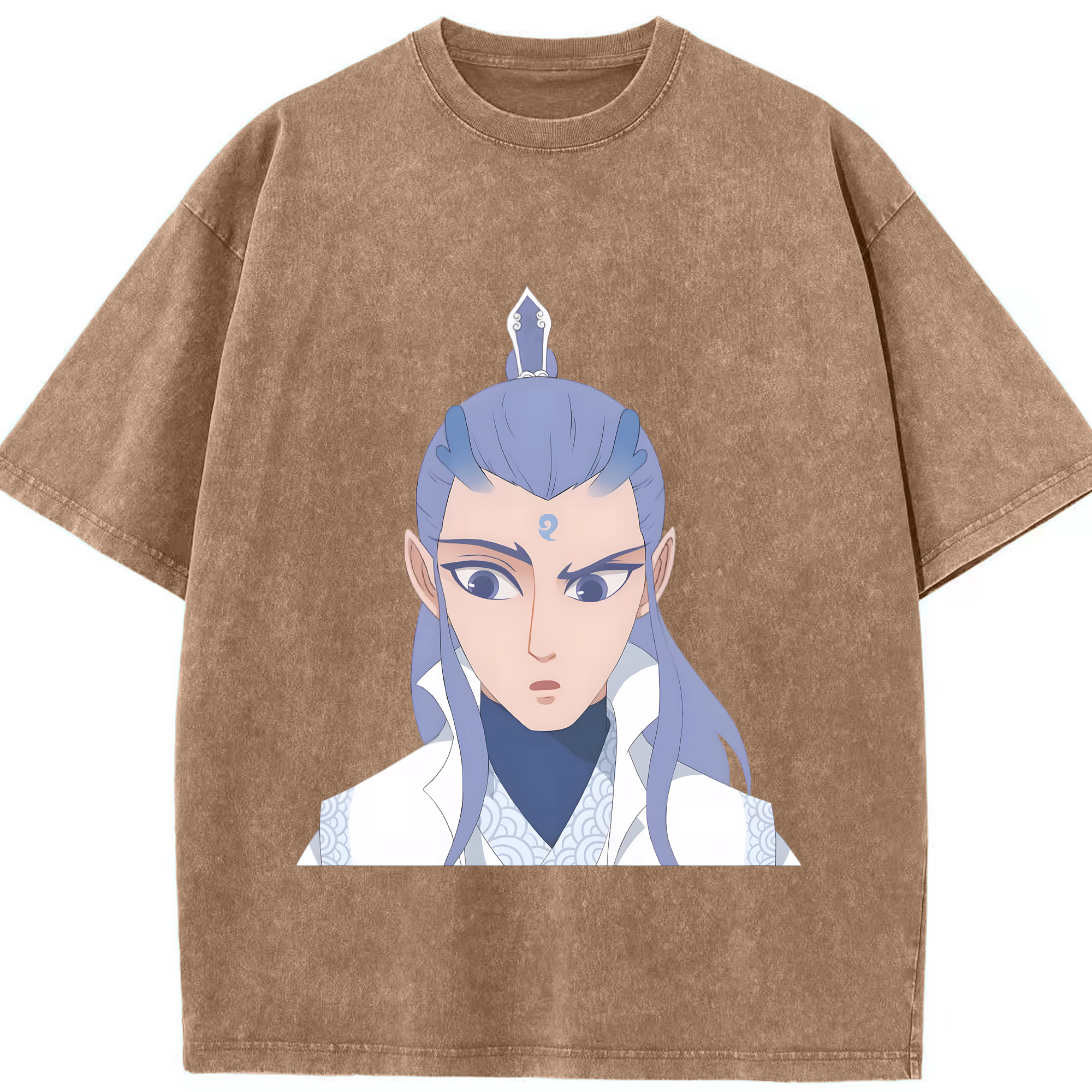 （画像用） Ne Zha 2 ナタ 魔童の大暴れ 綿100% ヴィンテージ風 半袖Tシャツ（フロントプリント）