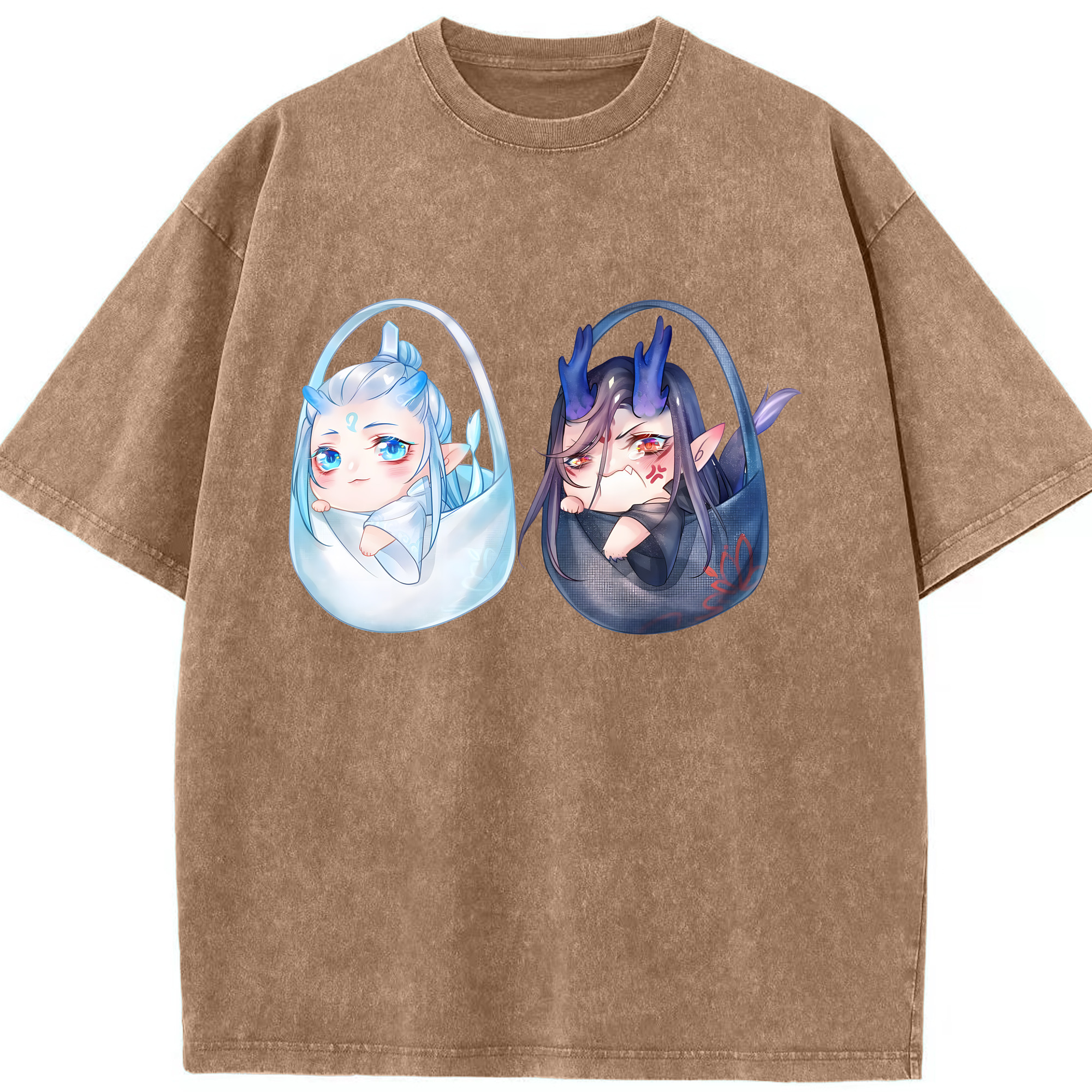 （画像用） Ne Zha 2 ナタ 魔童の大暴れ 綿100% ヴィンテージ風 半袖Tシャツ（フロントプリント）