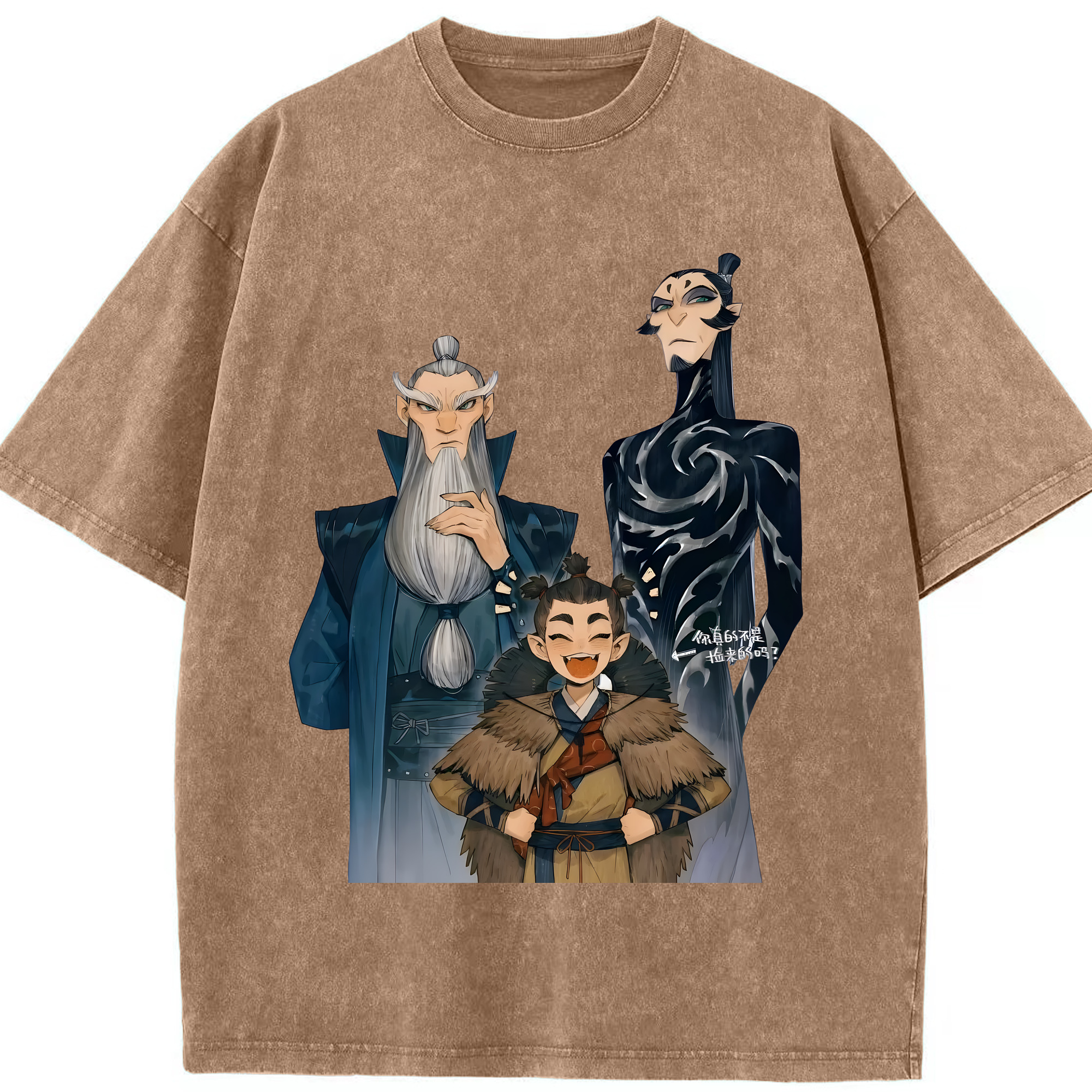 （画像用） Ne Zha 2 ナタ 魔童の大暴れ 綿100% ヴィンテージ風 半袖Tシャツ（フロントプリント）