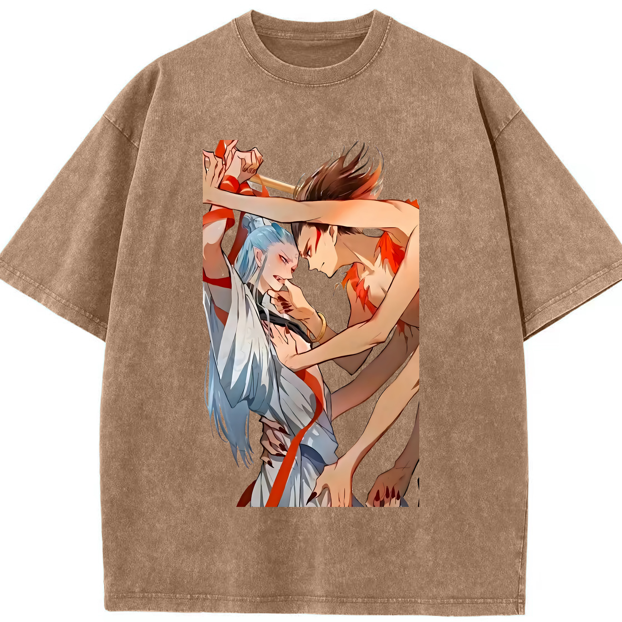 （画像用） Ne Zha 2 ナタ 魔童の大暴れ 綿100% ヴィンテージ風 半袖Tシャツ（フロントプリント）