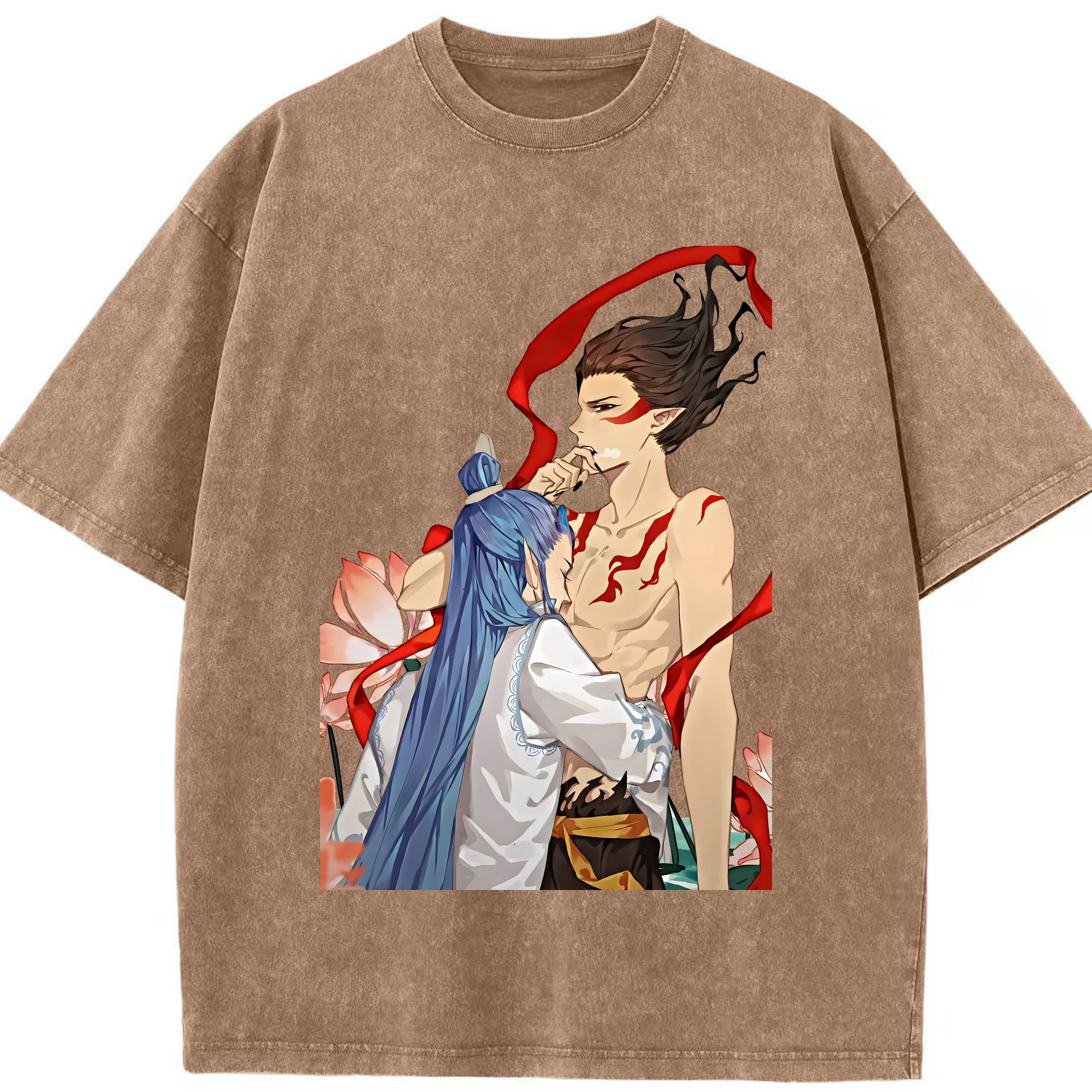 （画像用） Ne Zha 2 ナタ 魔童の大暴れ 綿100% ヴィンテージ風 半袖Tシャツ（フロントプリント）