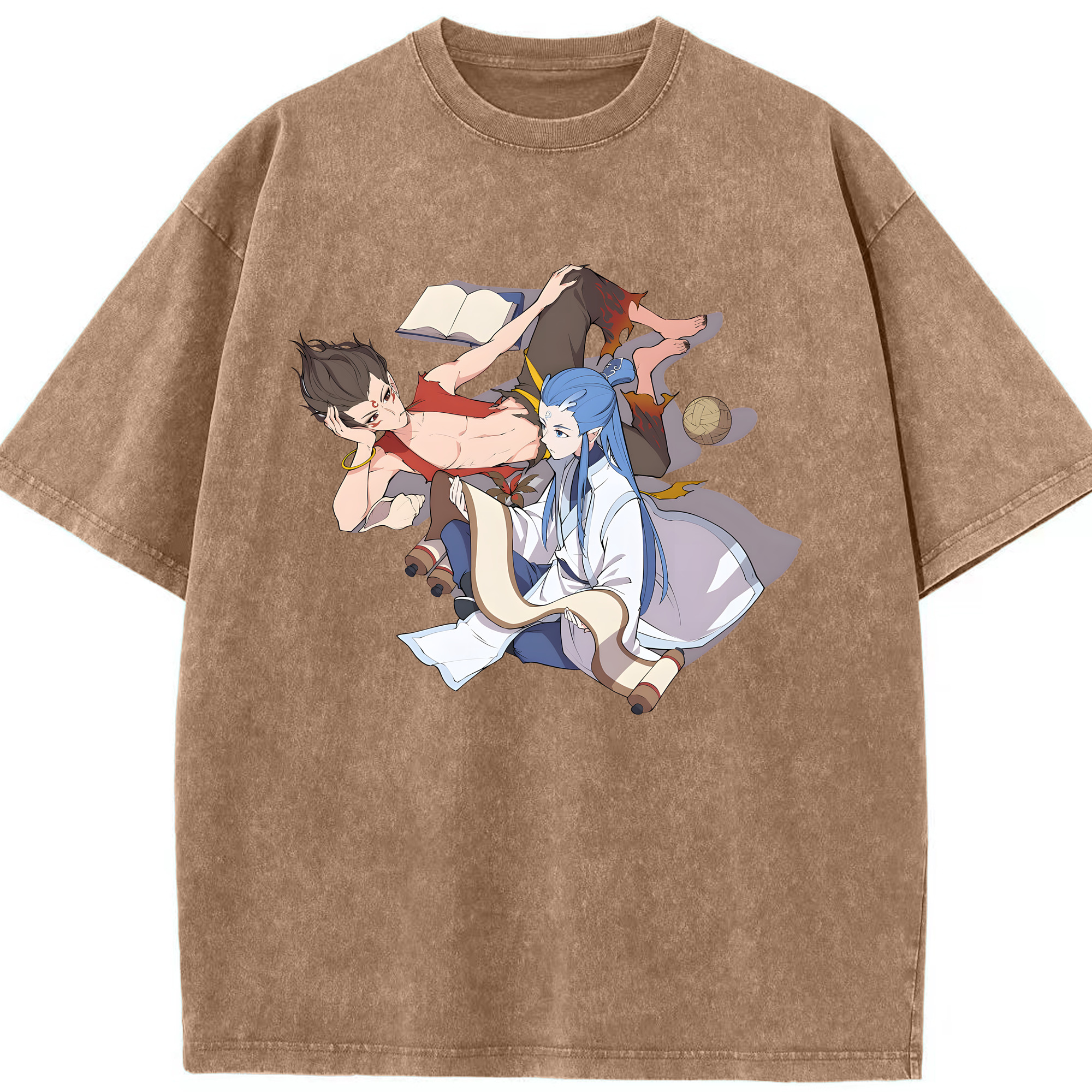 （画像用） Ne Zha 2 ナタ 魔童の大暴れ 綿100% ヴィンテージ風 半袖Tシャツ（フロントプリント）