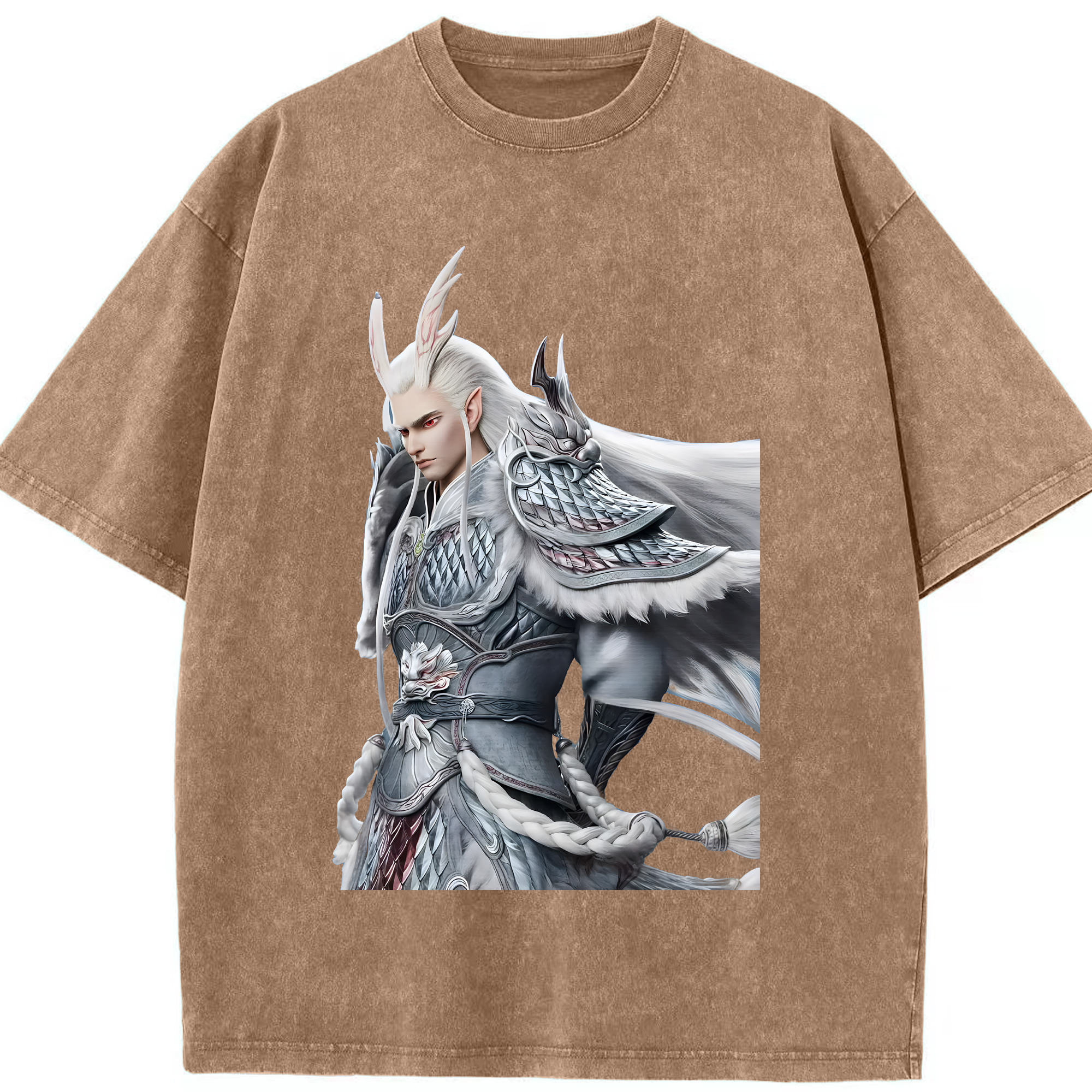 （画像用） Ne Zha 2 ナタ 魔童の大暴れ 綿100% ヴィンテージ風 半袖Tシャツ（フロントプリント）