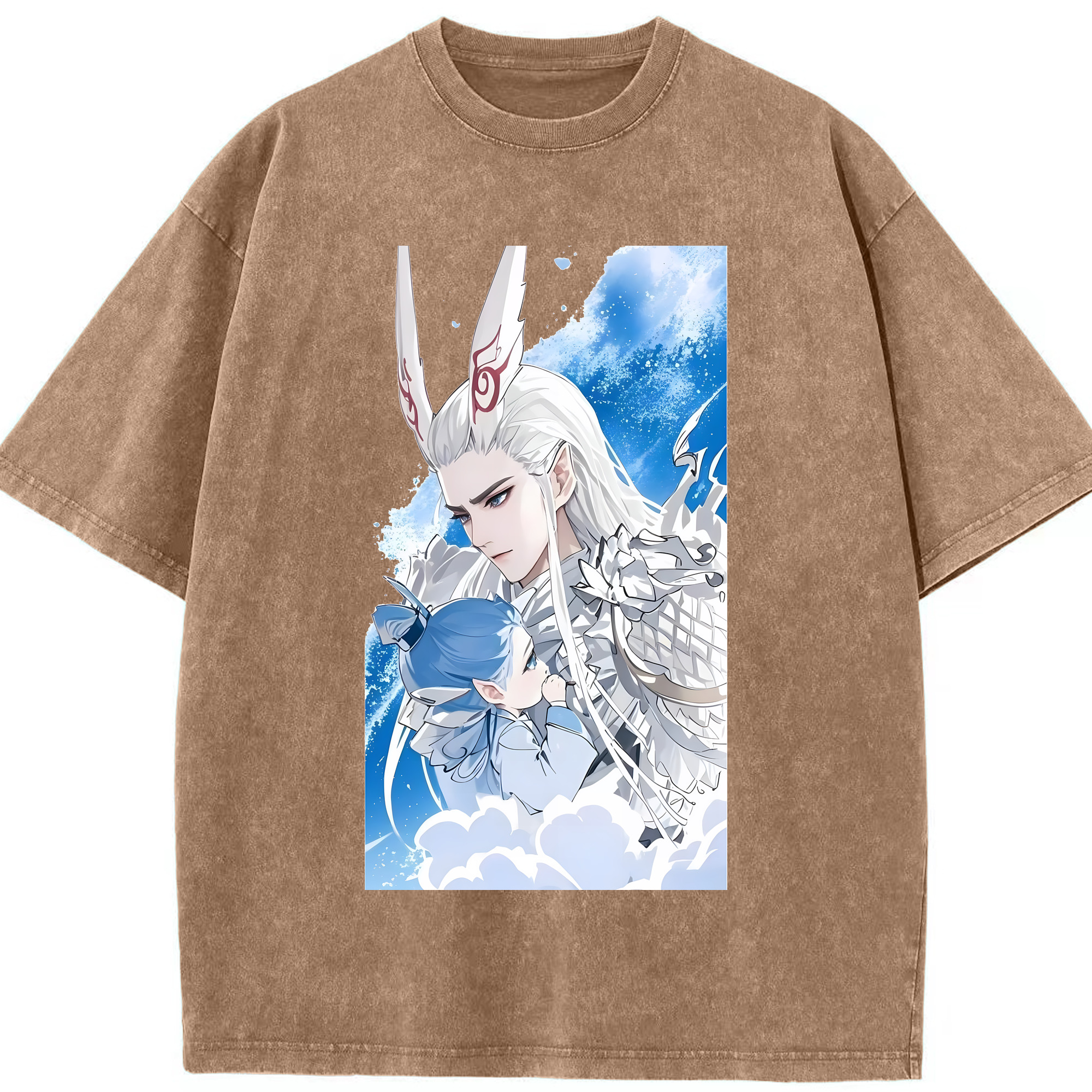 （画像用） Ne Zha 2 ナタ 魔童の大暴れ 綿100% ヴィンテージ風 半袖Tシャツ（フロントプリント）