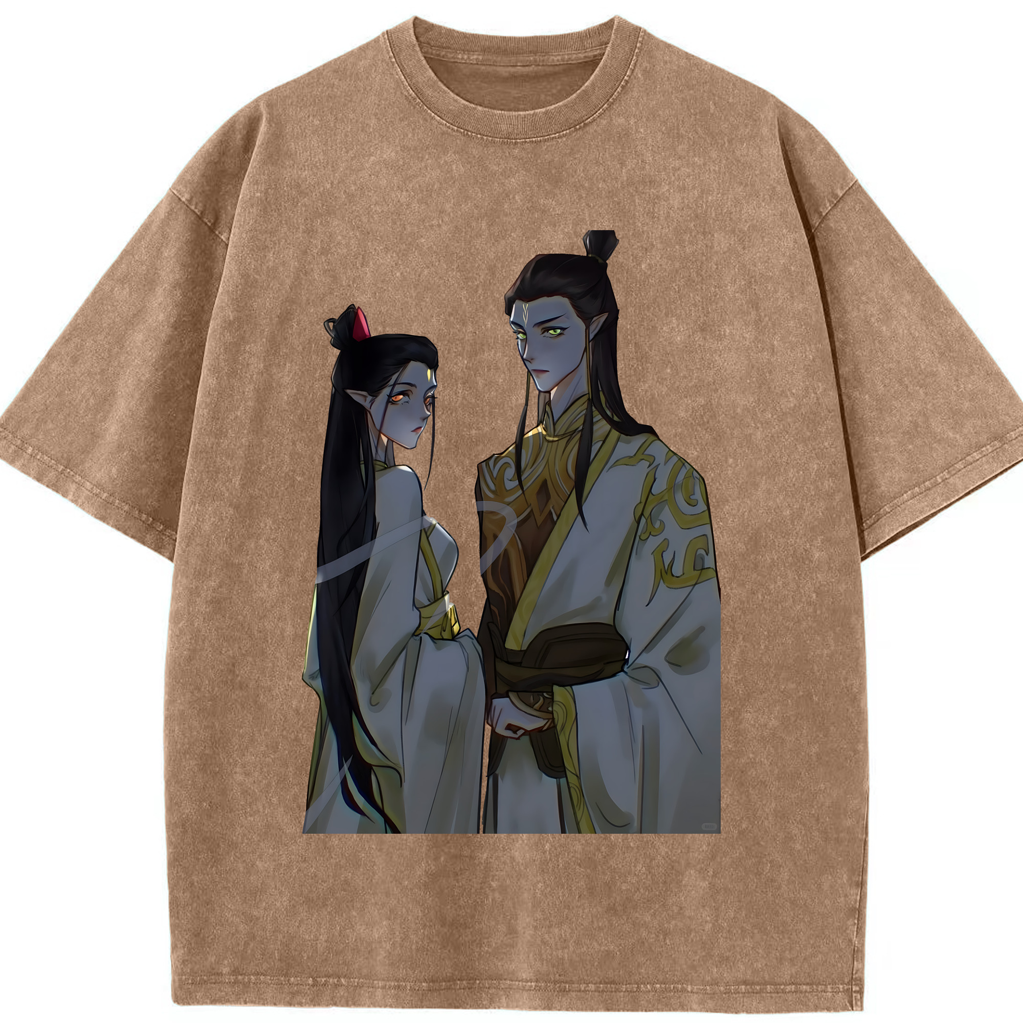 （画像用） Ne Zha 2 ナタ 魔童の大暴れ 綿100% ヴィンテージ風 半袖Tシャツ（フロントプリント）