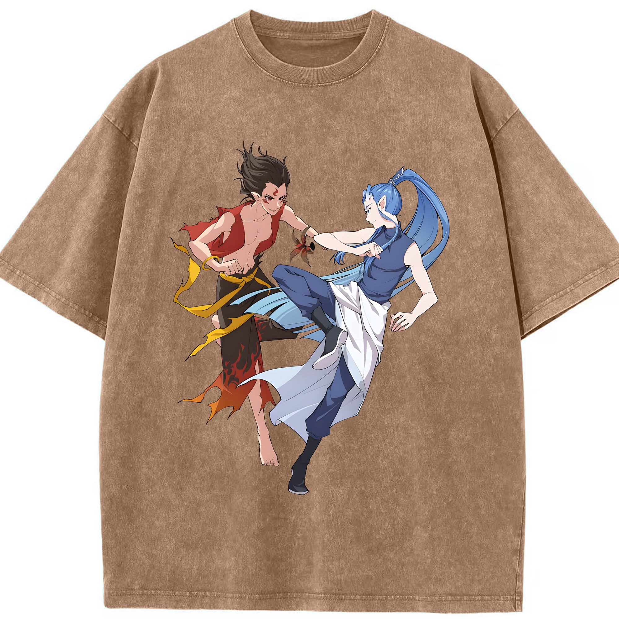 （画像用） Ne Zha 2 ナタ 魔童の大暴れ 綿100% ヴィンテージ風 半袖Tシャツ（フロントプリント）