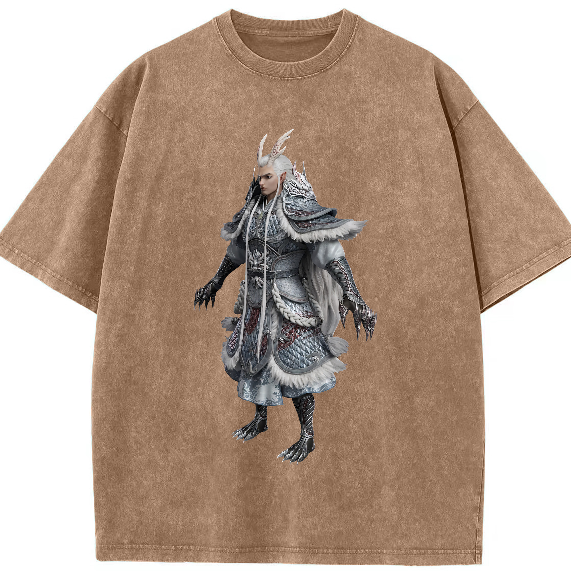 （画像用） Ne Zha 2 ナタ 魔童の大暴れ 綿100% ヴィンテージ風 半袖Tシャツ（フロントプリント）