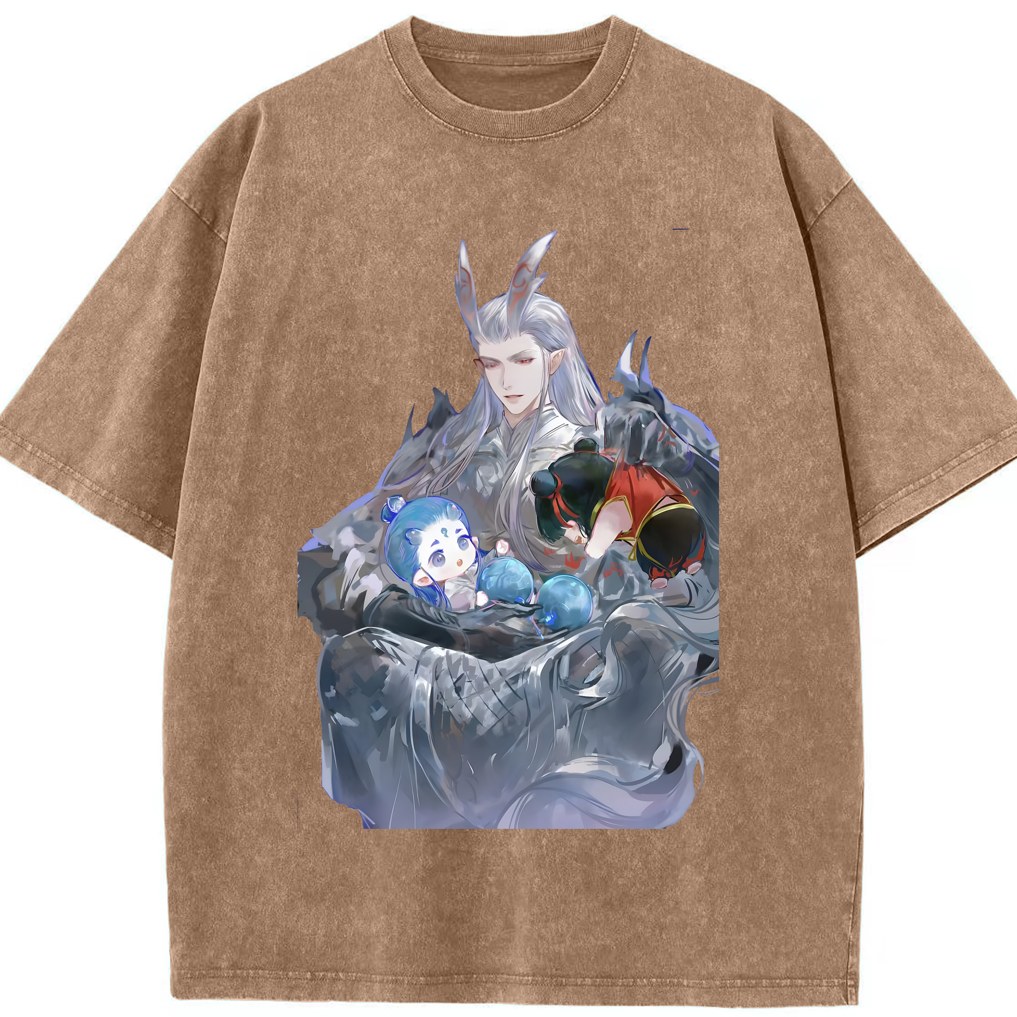 （画像用） Ne Zha 2 ナタ 魔童の大暴れ 綿100% ヴィンテージ風 半袖Tシャツ（フロントプリント）