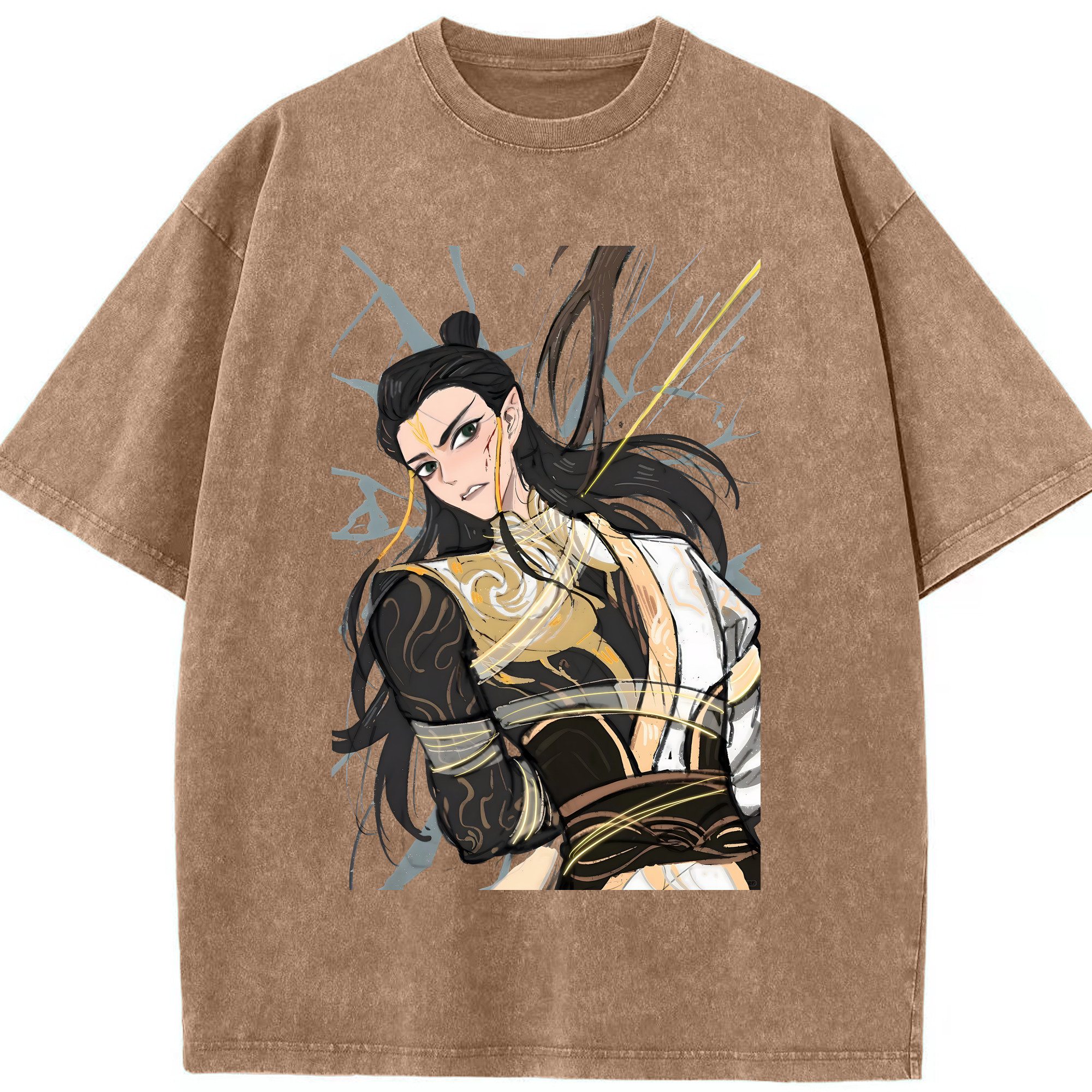 （画像用） Ne Zha 2 ナタ 魔童の大暴れ 綿100% ヴィンテージ風 半袖Tシャツ（フロントプリント）