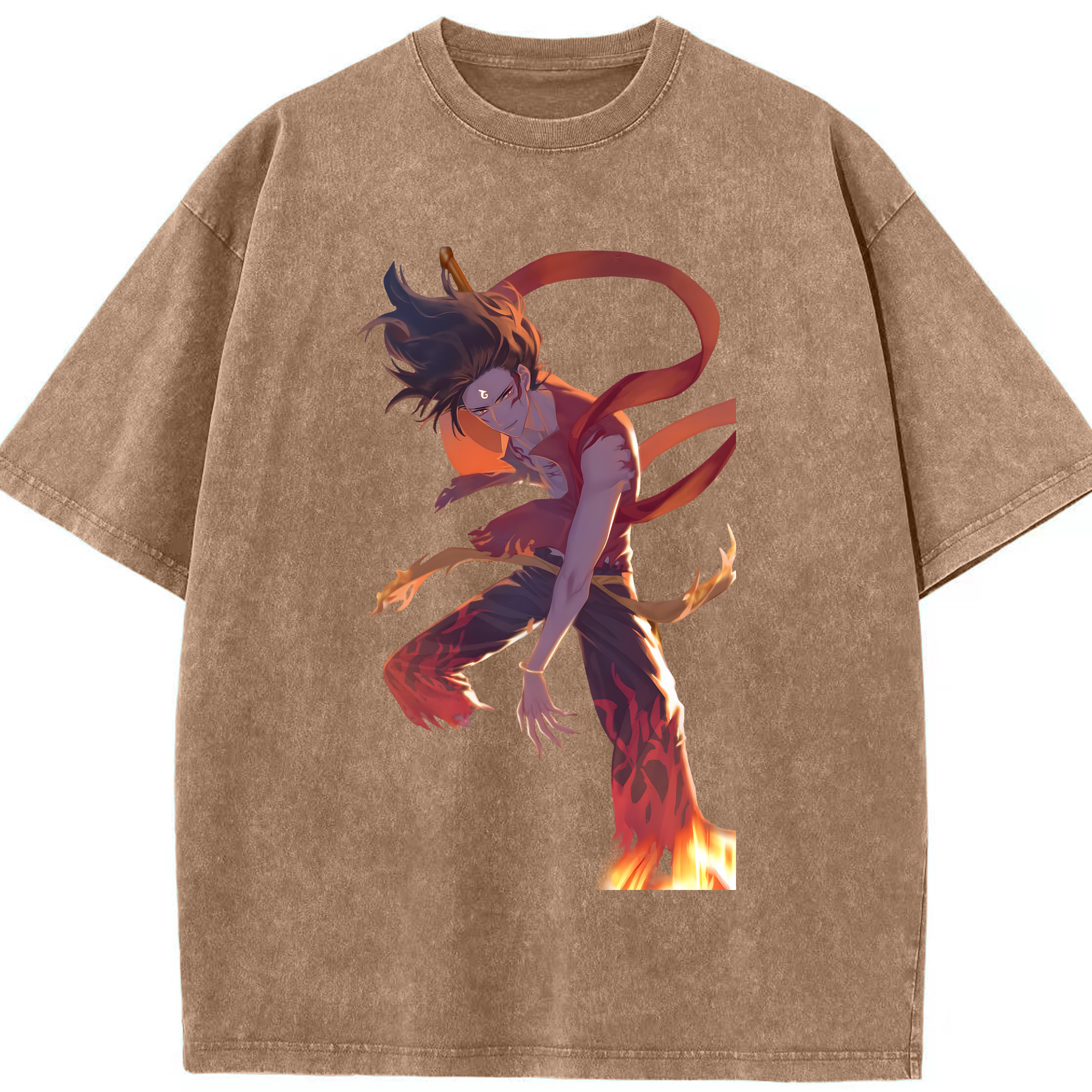 （画像用） Ne Zha 2 ナタ 魔童の大暴れ 綿100% ヴィンテージ風 半袖Tシャツ（フロントプリント）