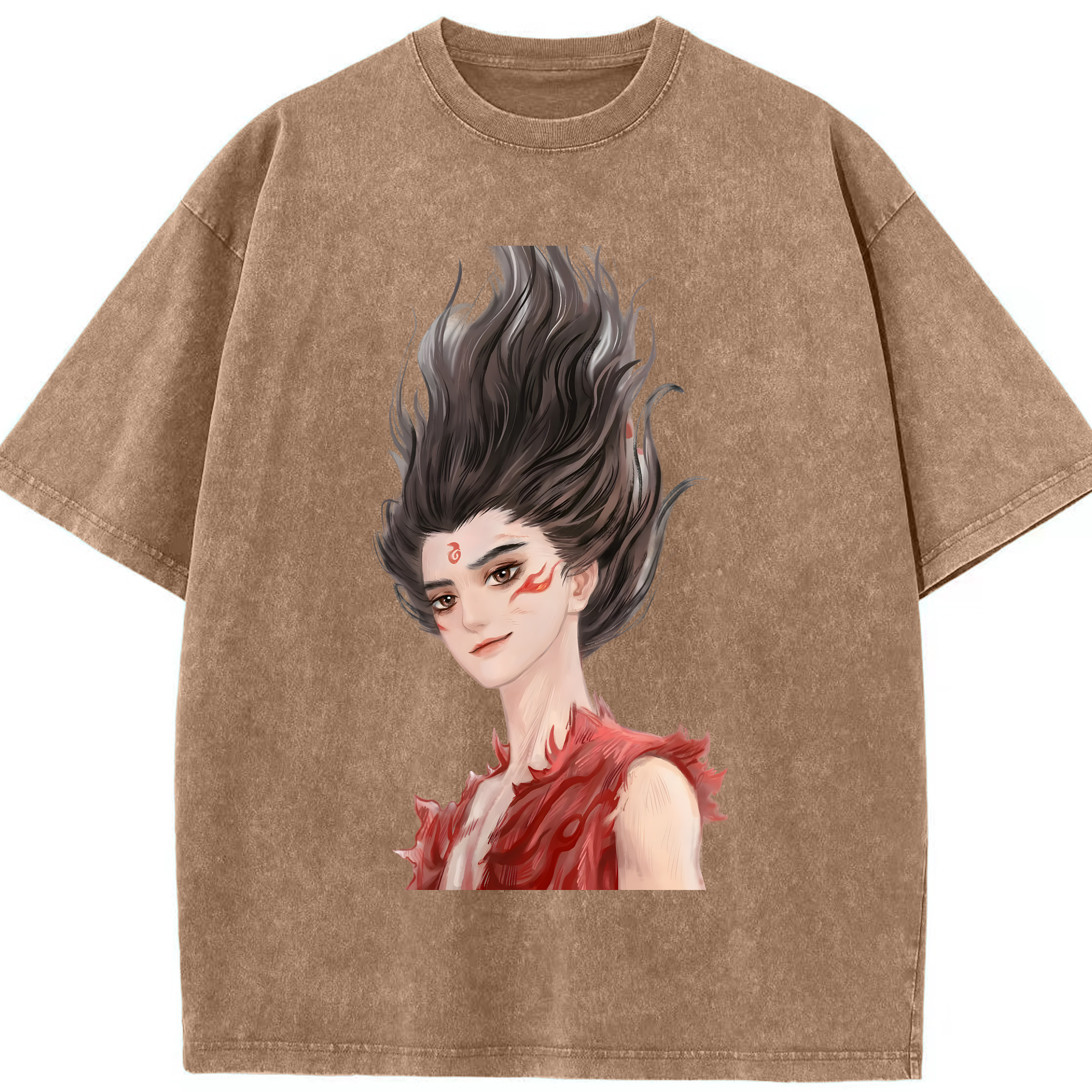 （画像用） Ne Zha 2 ナタ 魔童の大暴れ 綿100% ヴィンテージ風 半袖Tシャツ（フロントプリント）
