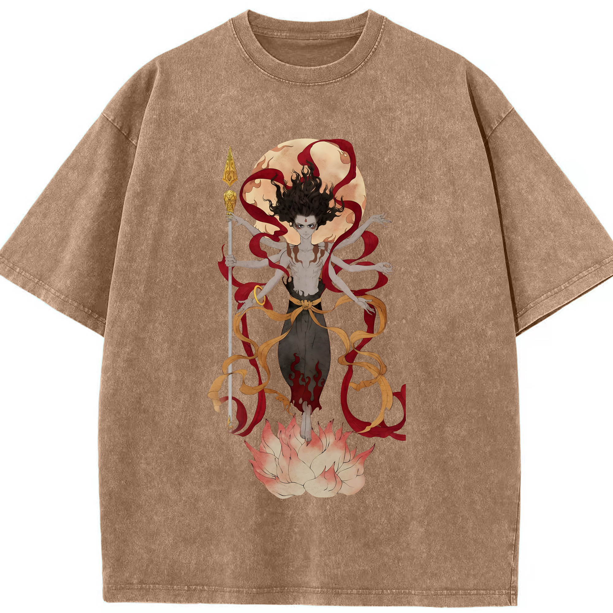 （画像用） Ne Zha 2 ナタ 魔童の大暴れ 綿100% ヴィンテージ風 半袖Tシャツ（フロントプリント）