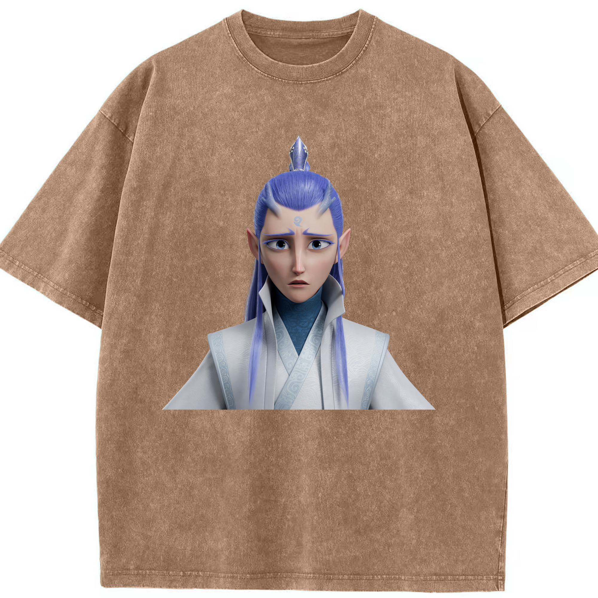 （画像用） Ne Zha 2 ナタ 魔童の大暴れ 綿100% ヴィンテージ風 半袖Tシャツ（フロントプリント）