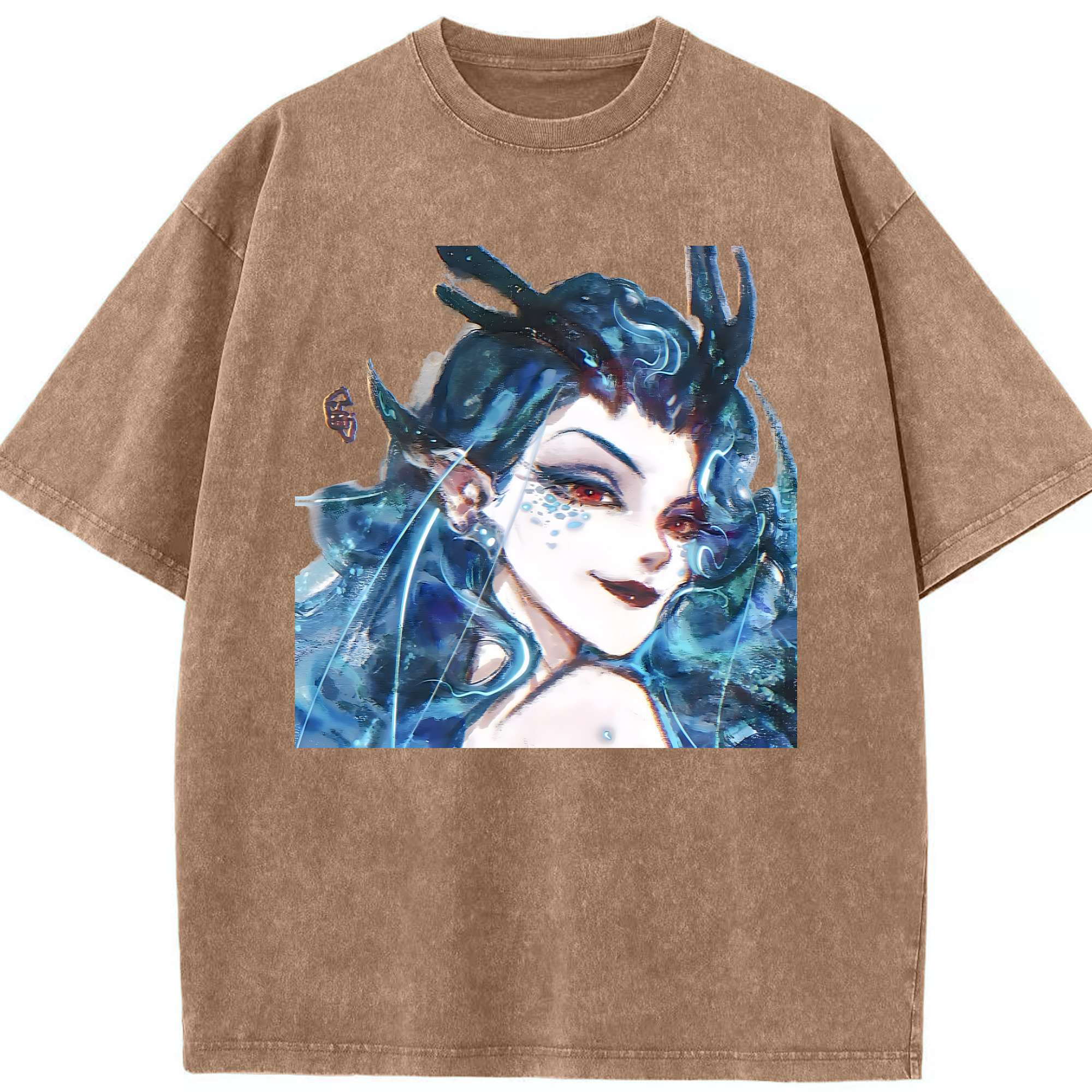 （画像用） Ne Zha 2 ナタ 魔童の大暴れ 綿100% ヴィンテージ風 半袖Tシャツ（フロントプリント）