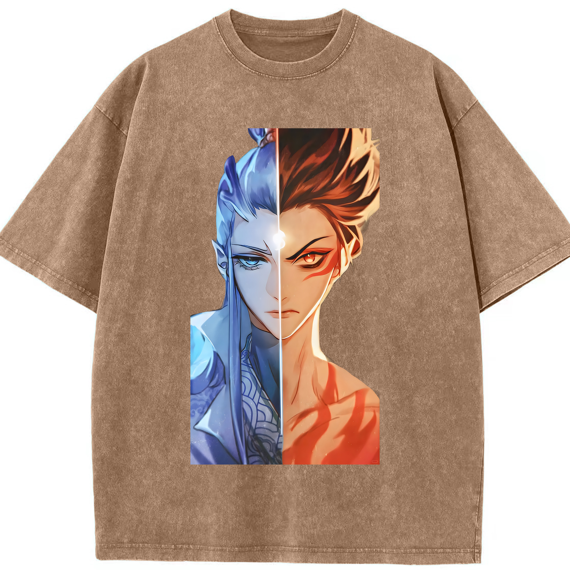 （画像用） Ne Zha 2 ナタ 魔童の大暴れ 綿100% ヴィンテージ風 半袖Tシャツ（フロントプリント）