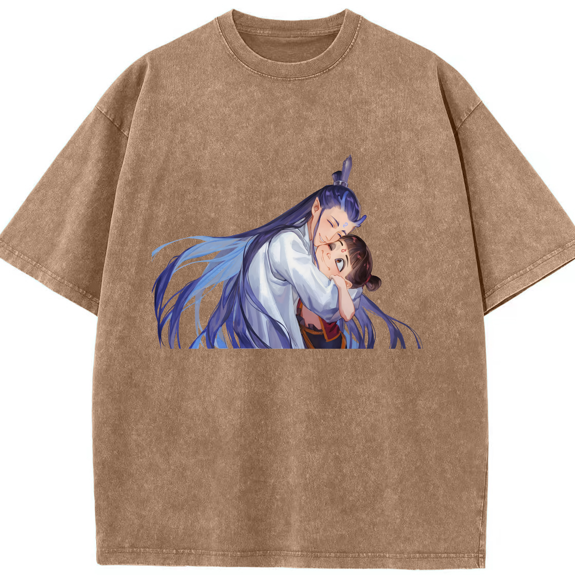 （画像用） Ne Zha 2 ナタ 魔童の大暴れ 綿100% ヴィンテージ風 半袖Tシャツ（フロントプリント）