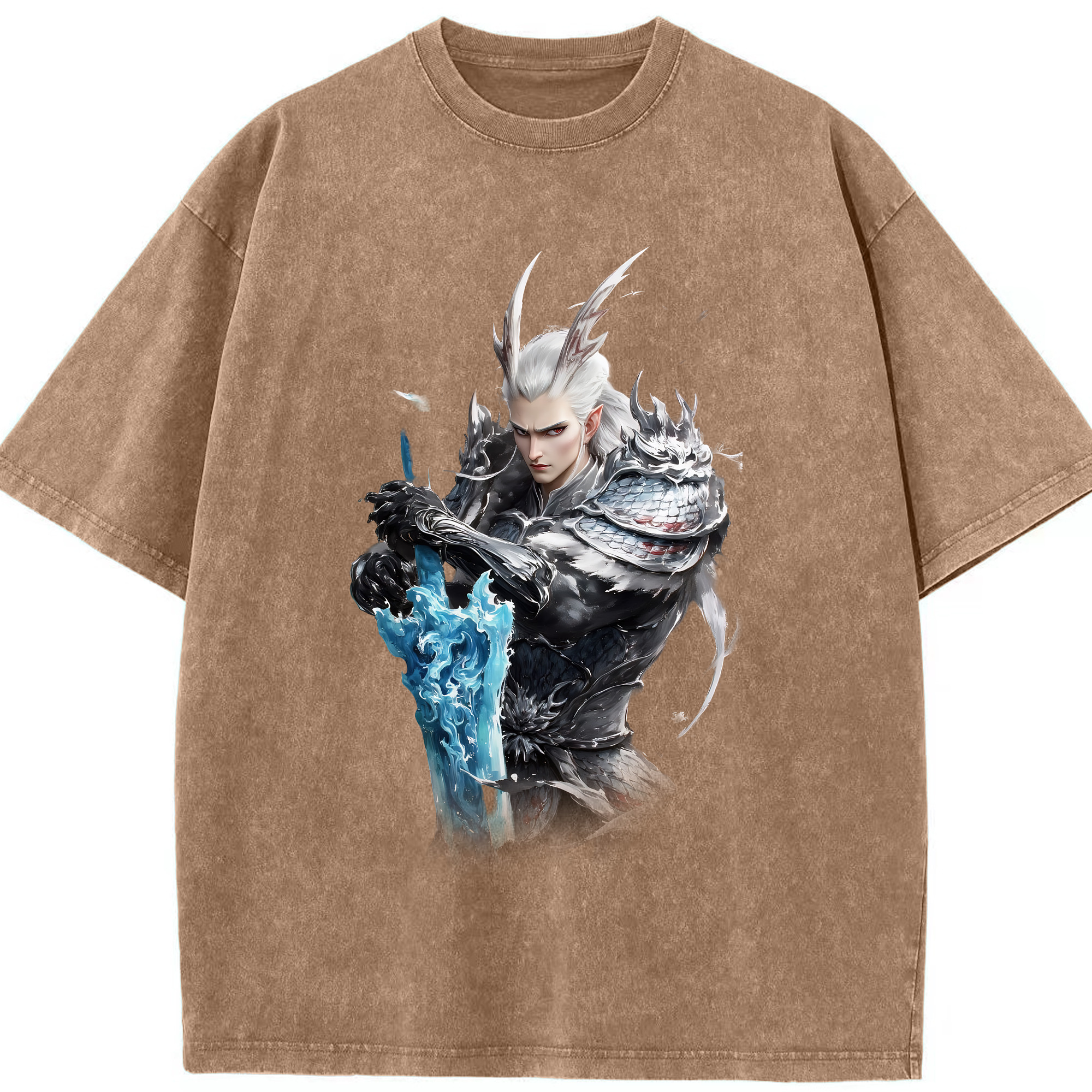 （画像用） Ne Zha 2 ナタ 魔童の大暴れ 綿100% ヴィンテージ風 半袖Tシャツ（フロントプリント）