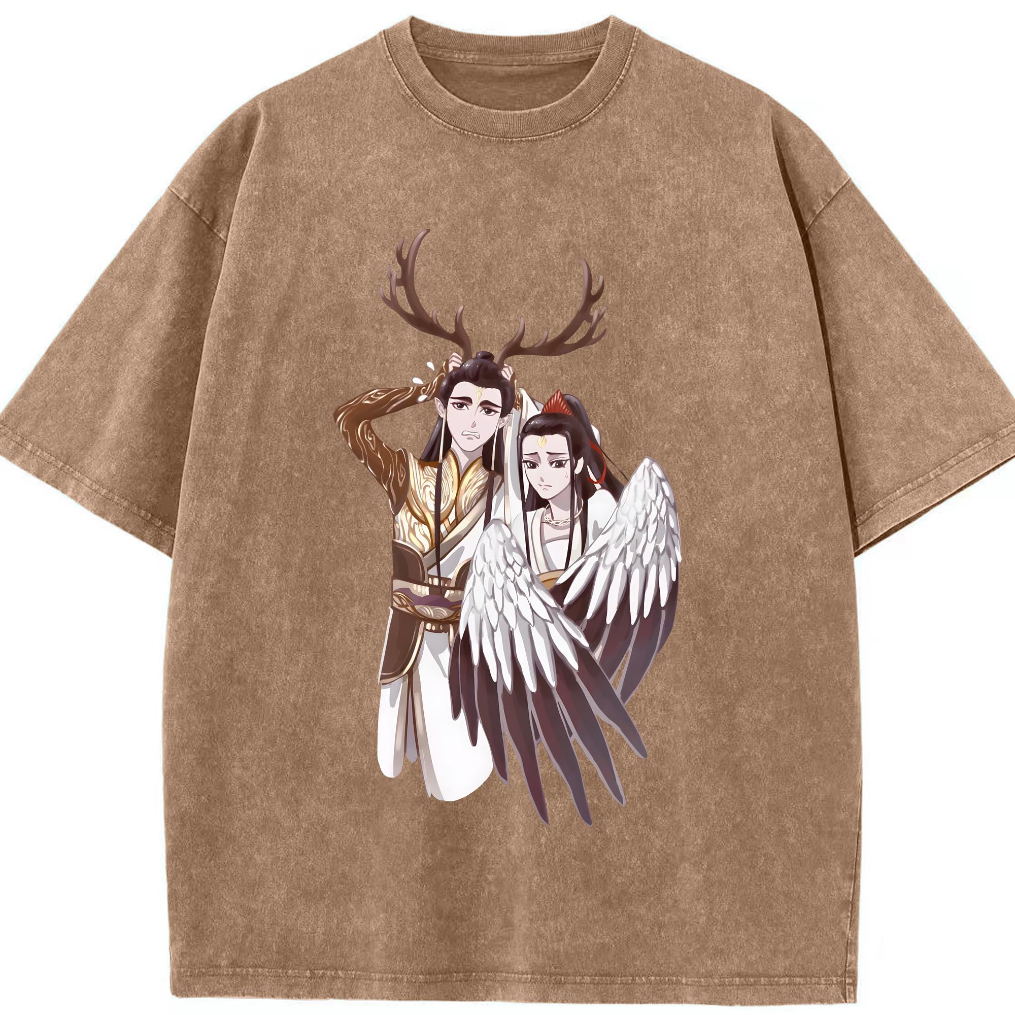 （画像用） Ne Zha 2 ナタ 魔童の大暴れ 綿100% ヴィンテージ風 半袖Tシャツ（フロントプリント）