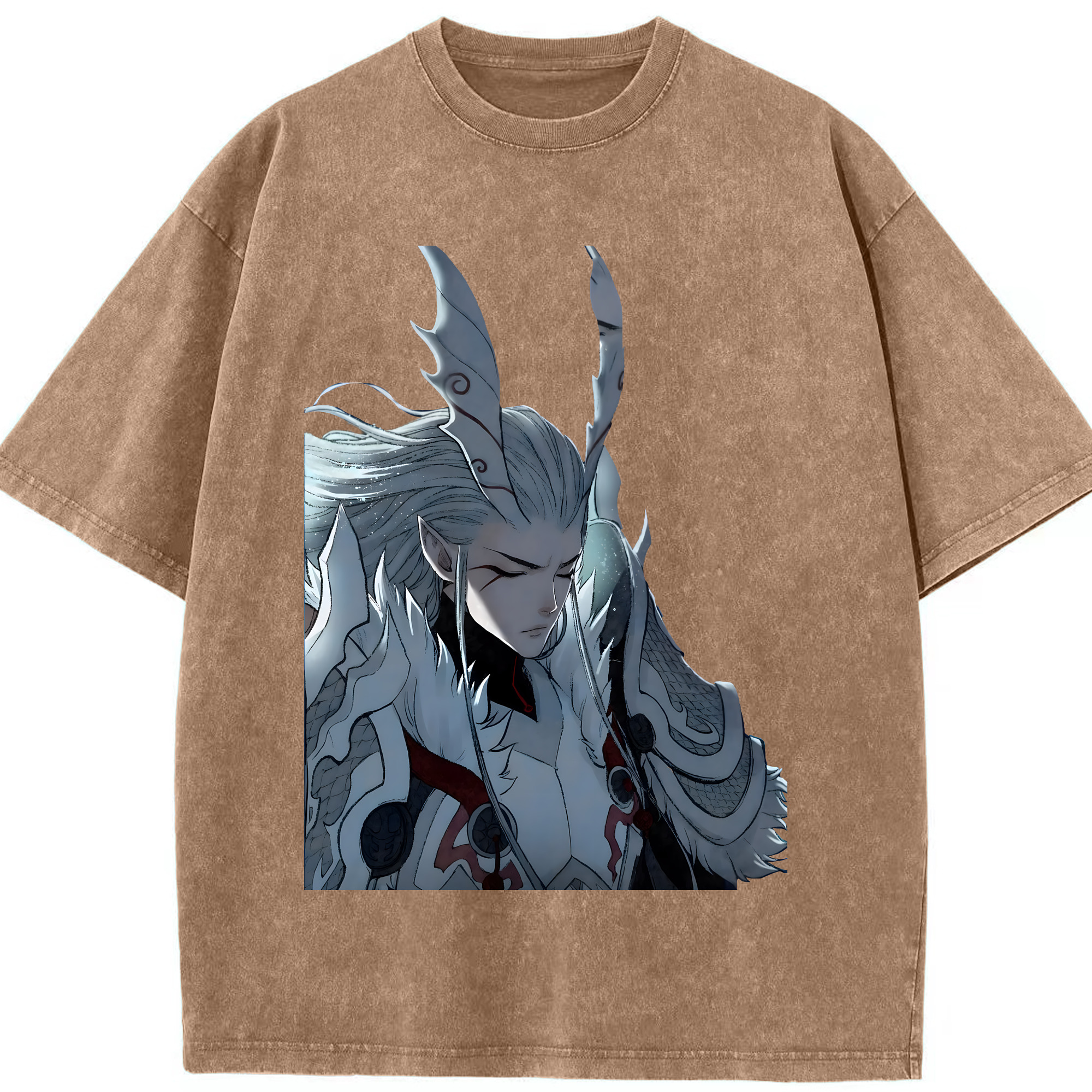 （画像用） Ne Zha 2 ナタ 魔童の大暴れ 綿100% ヴィンテージ風 半袖Tシャツ（フロントプリント）