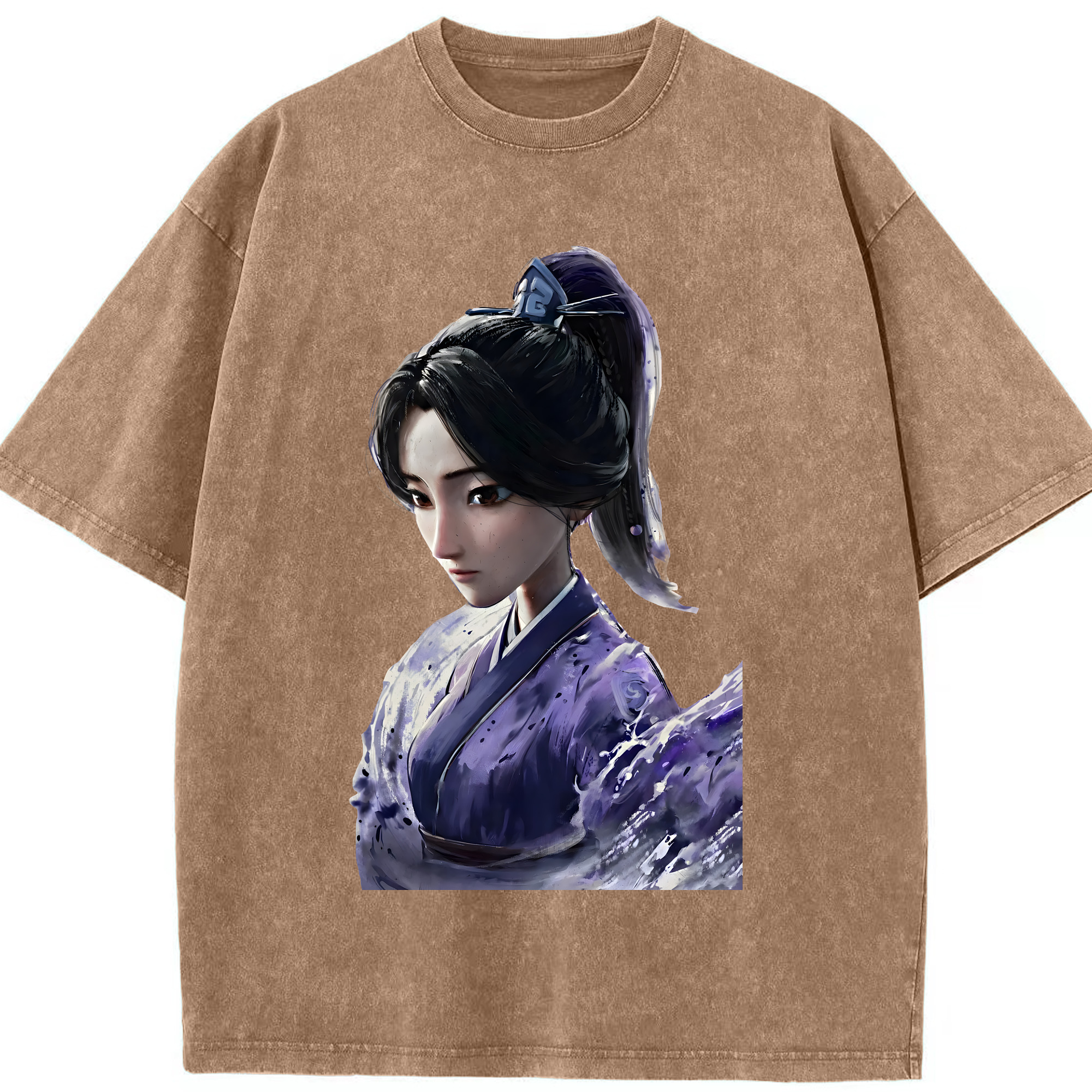 （画像用） Ne Zha 2 ナタ 魔童の大暴れ 綿100% ヴィンテージ風 半袖Tシャツ（フロントプリント）