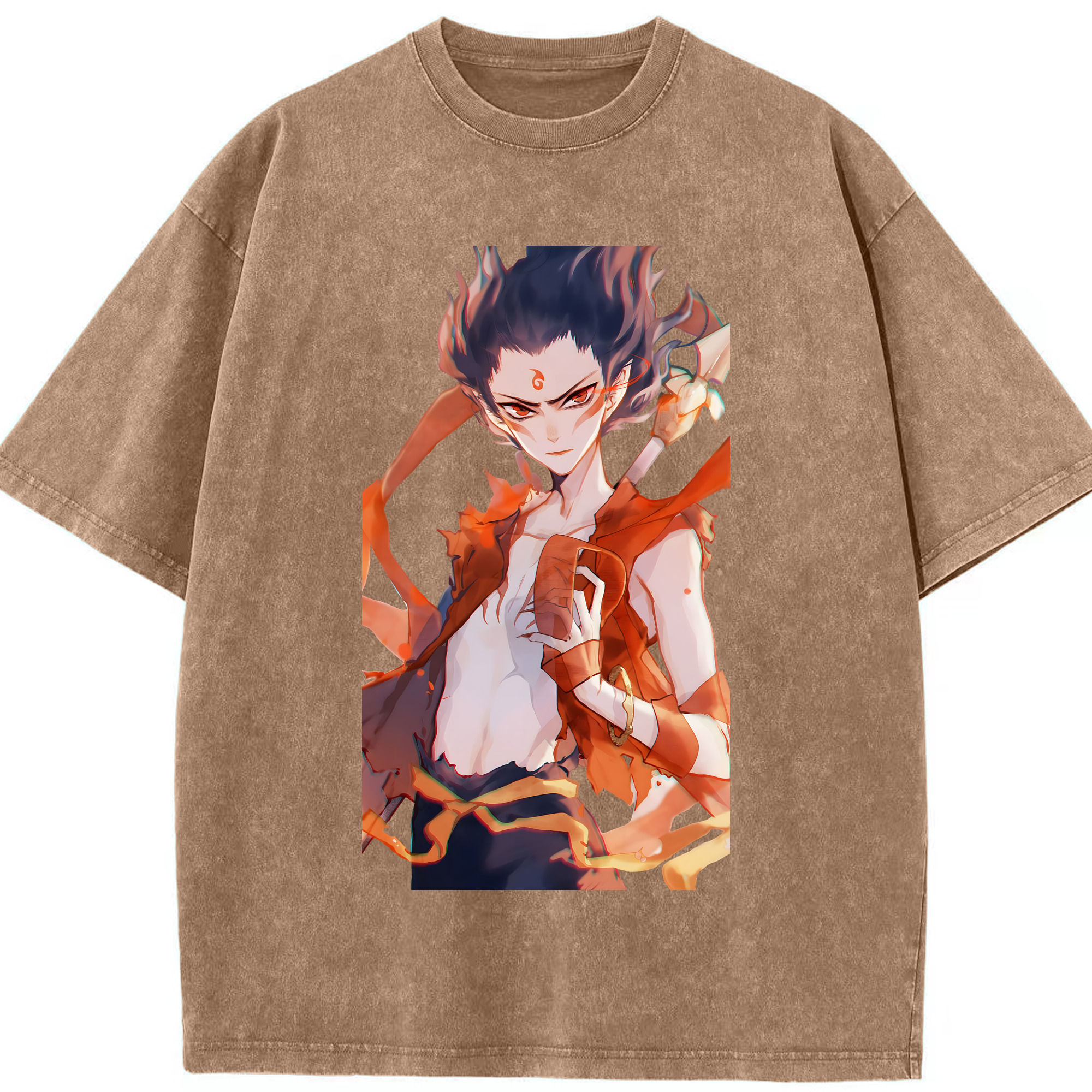 （画像用） Ne Zha 2 ナタ 魔童の大暴れ 綿100% ヴィンテージ風 半袖Tシャツ（フロントプリント）