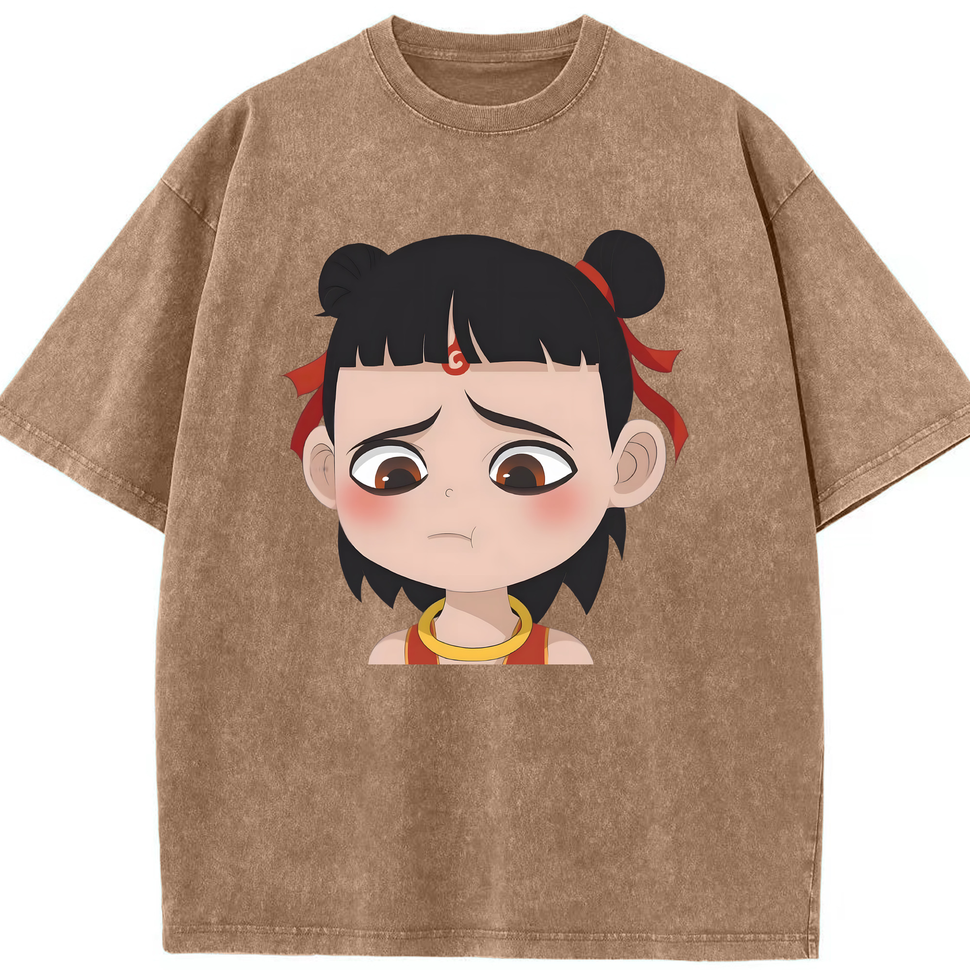 （画像用） Ne Zha 2 ナタ 魔童の大暴れ 綿100% ヴィンテージ風 半袖Tシャツ（フロントプリント）