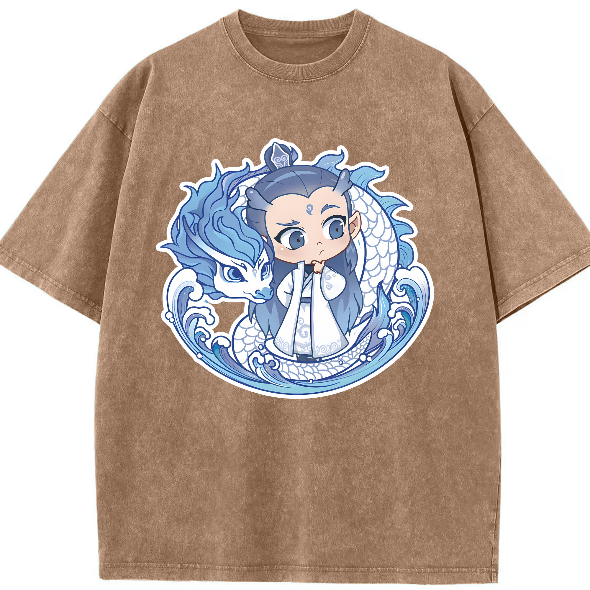 （画像用） Ne Zha 2 ナタ 魔童の大暴れ 綿100% ヴィンテージ風 半袖Tシャツ（フロントプリント）