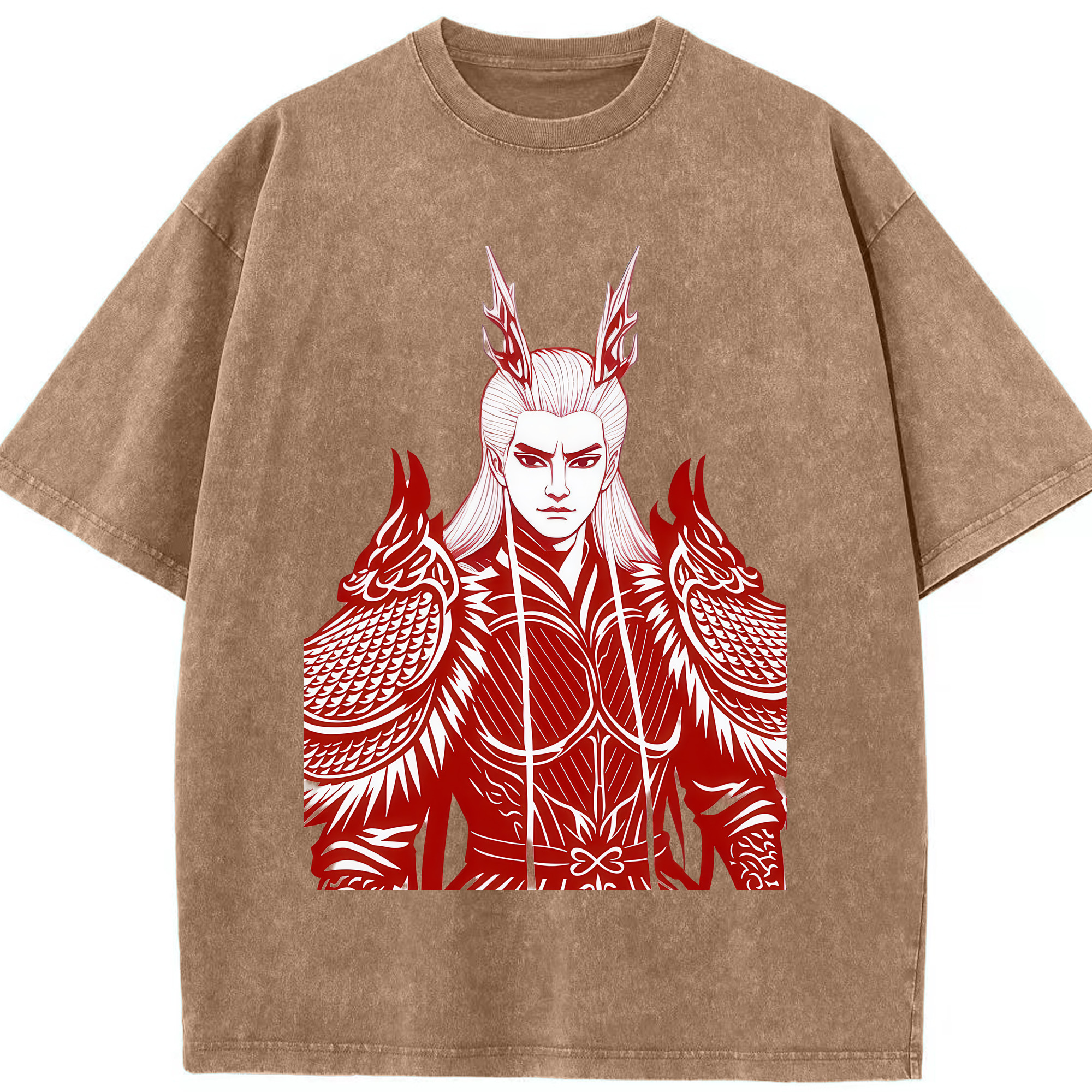 （画像用） Ne Zha 2 ナタ 魔童の大暴れ 綿100% ヴィンテージ風 半袖Tシャツ（フロントプリント）