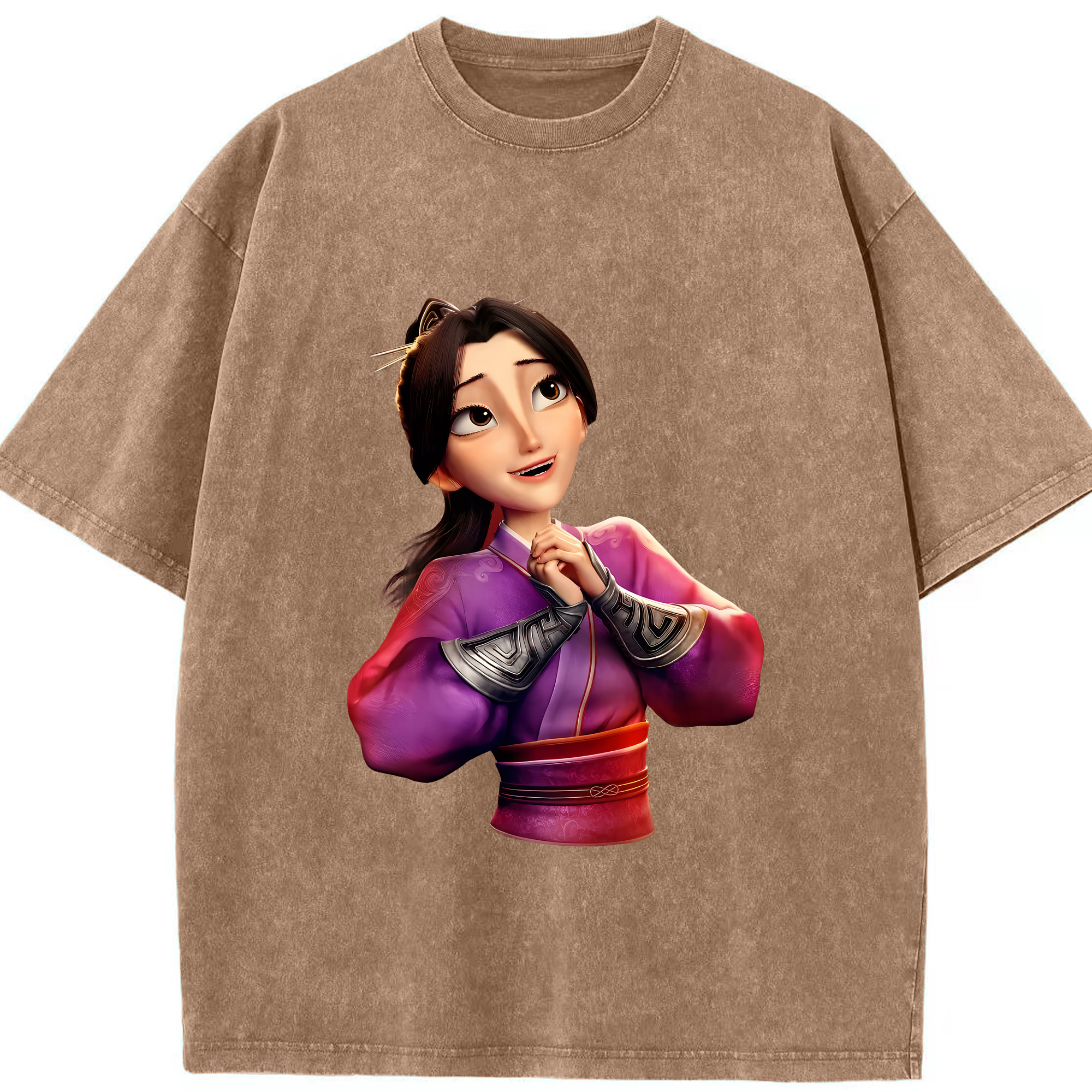 （画像用） Ne Zha 2 ナタ 魔童の大暴れ 綿100% ヴィンテージ風 半袖Tシャツ（フロントプリント）