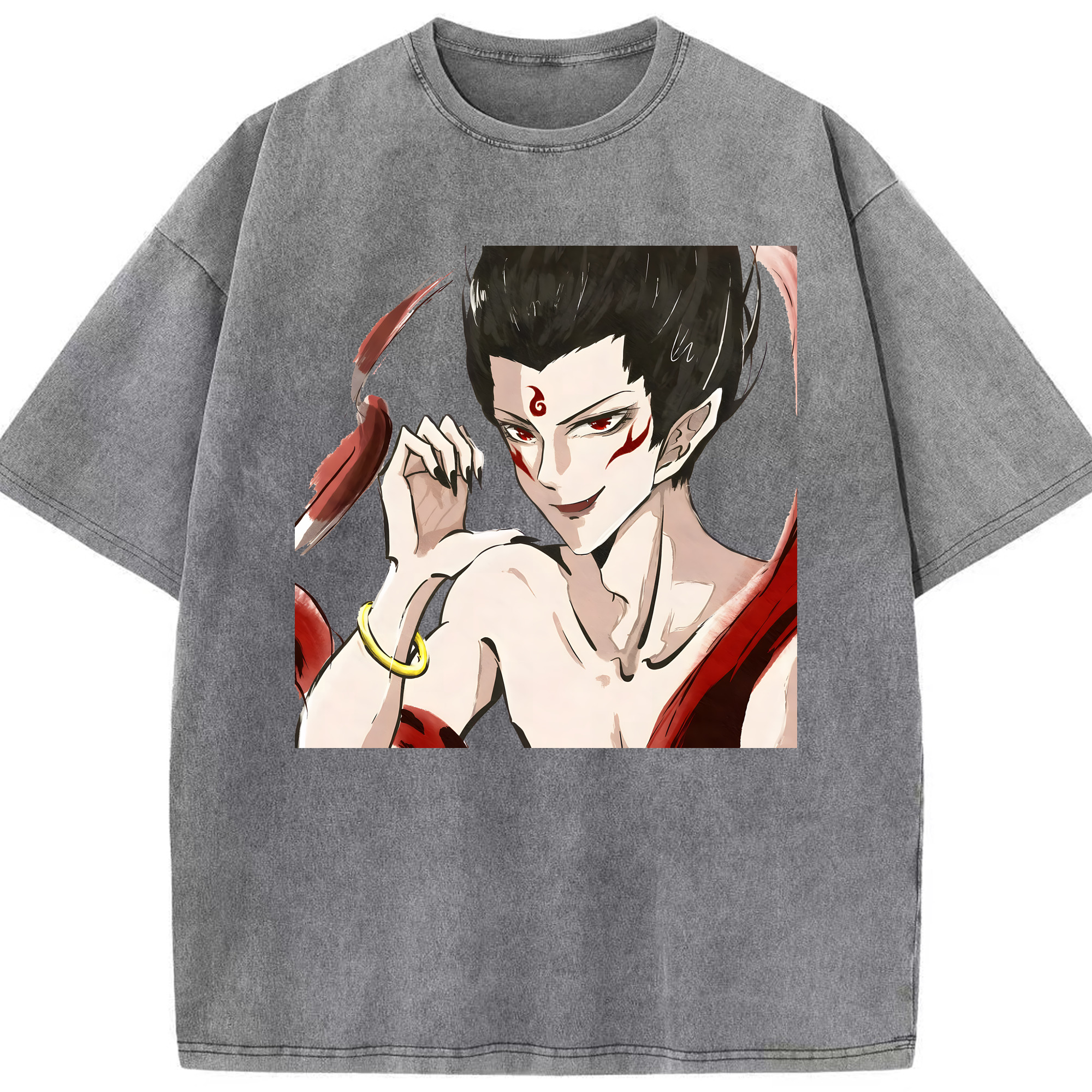 （画像用） Ne Zha 2 ナタ 魔童の大暴れ 綿100% ヴィンテージ風 半袖Tシャツ（フロントプリント）