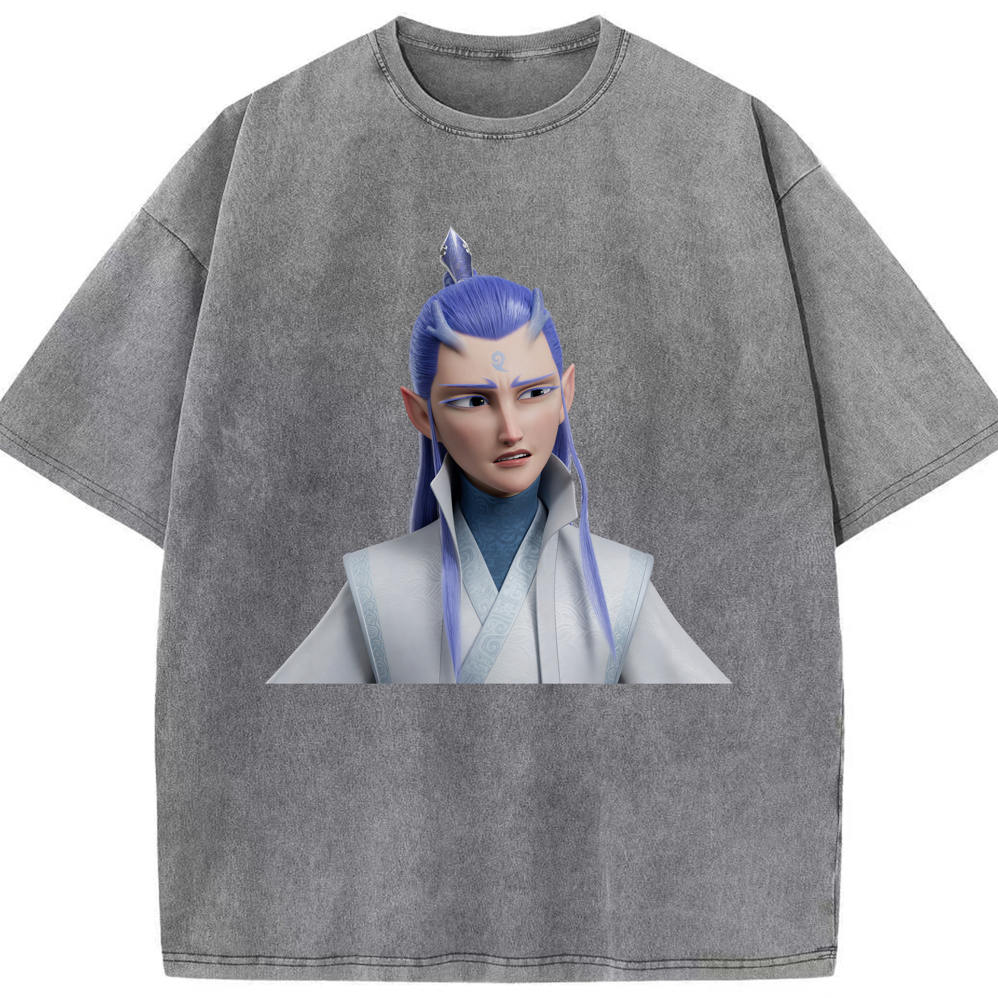 （画像用） Ne Zha 2 ナタ 魔童の大暴れ 綿100% ヴィンテージ風 半袖Tシャツ（フロントプリント）