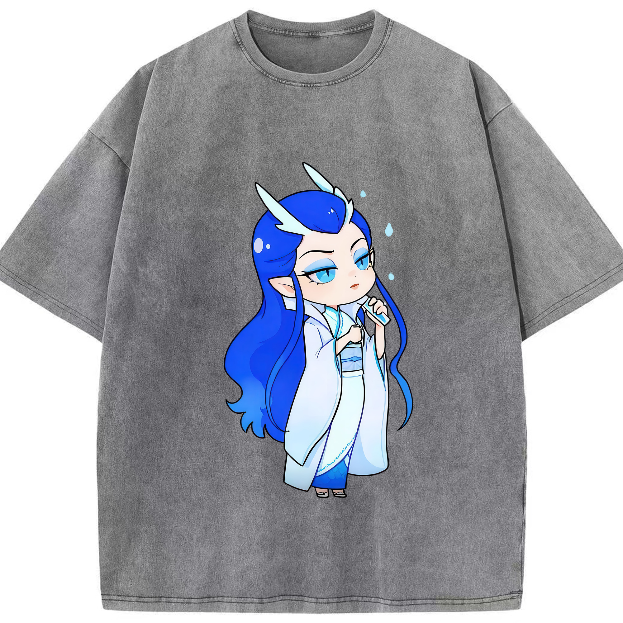 （画像用） Ne Zha 2 ナタ 魔童の大暴れ 綿100% ヴィンテージ風 半袖Tシャツ（フロントプリント）