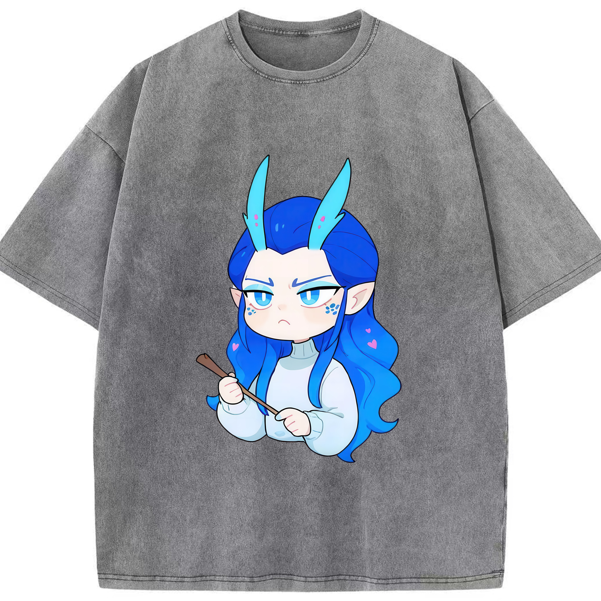 （画像用） Ne Zha 2 ナタ 魔童の大暴れ 綿100% ヴィンテージ風 半袖Tシャツ（フロントプリント）