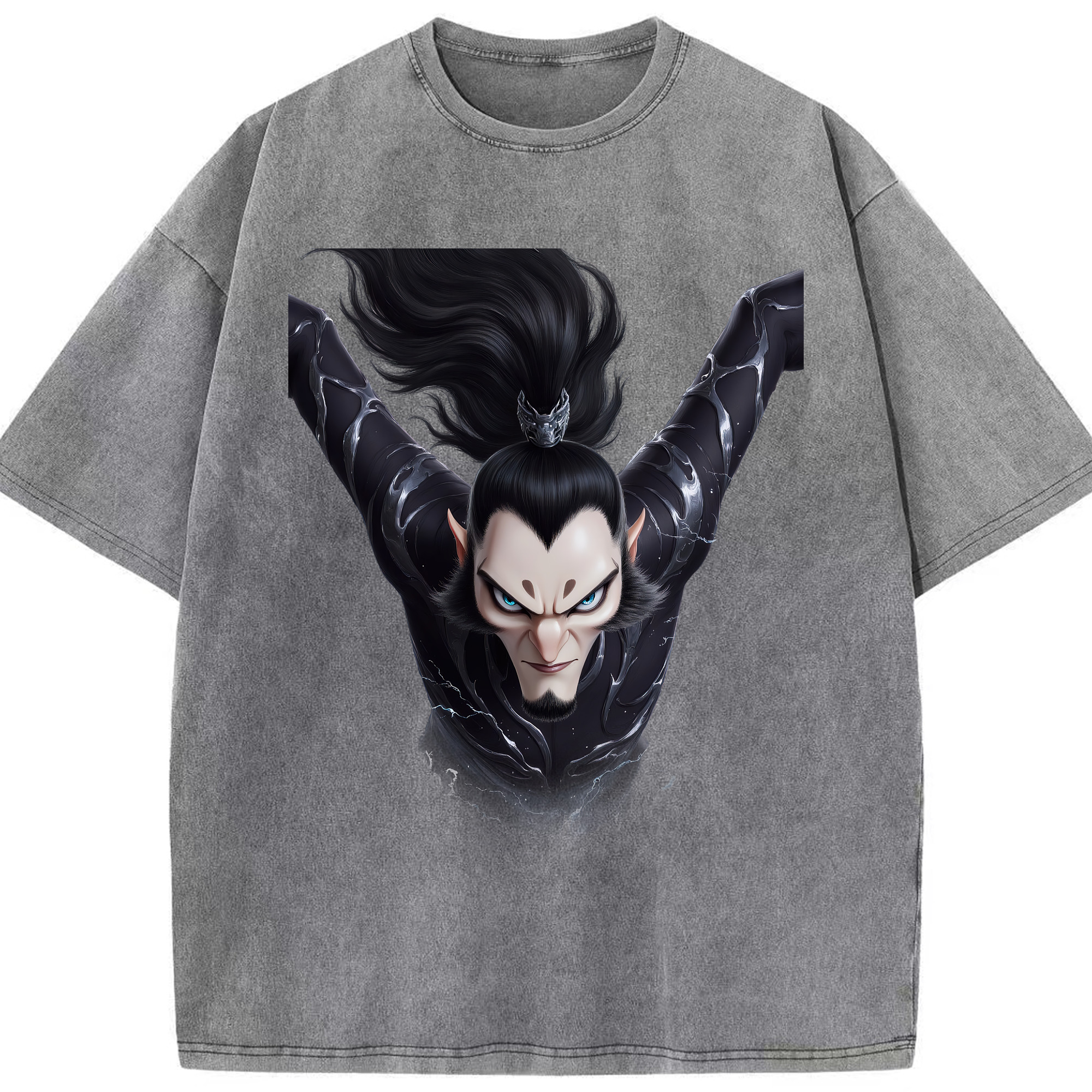 （画像用） Ne Zha 2 ナタ 魔童の大暴れ 綿100% ヴィンテージ風 半袖Tシャツ（フロントプリント）