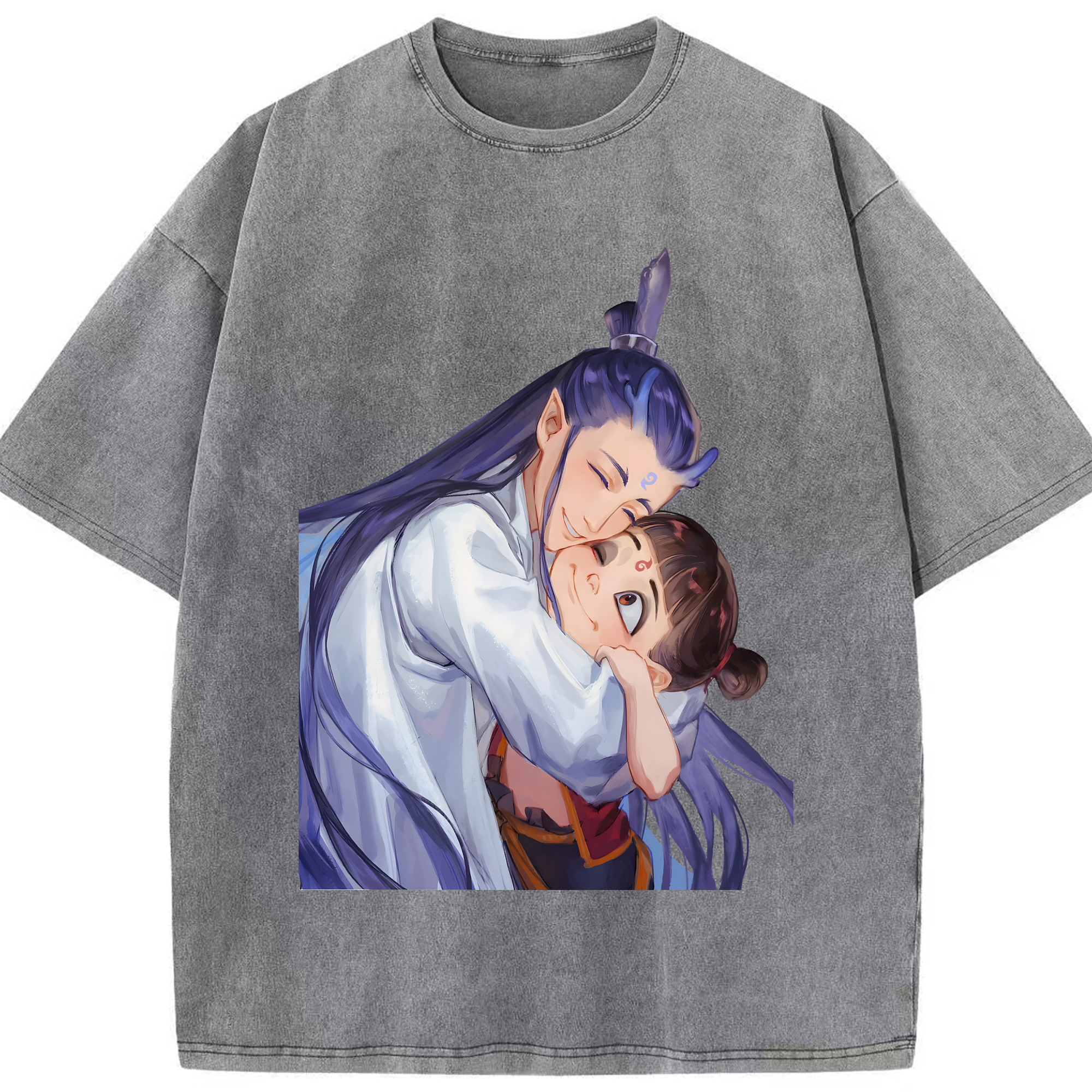 （画像用） Ne Zha 2 ナタ 魔童の大暴れ 綿100% ヴィンテージ風 半袖Tシャツ（フロントプリント）