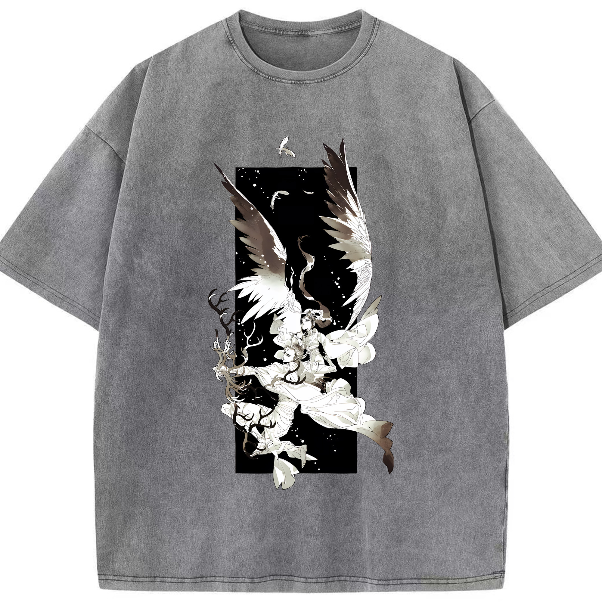 （画像用） Ne Zha 2 ナタ 魔童の大暴れ 綿100% ヴィンテージ風 半袖Tシャツ（フロントプリント）