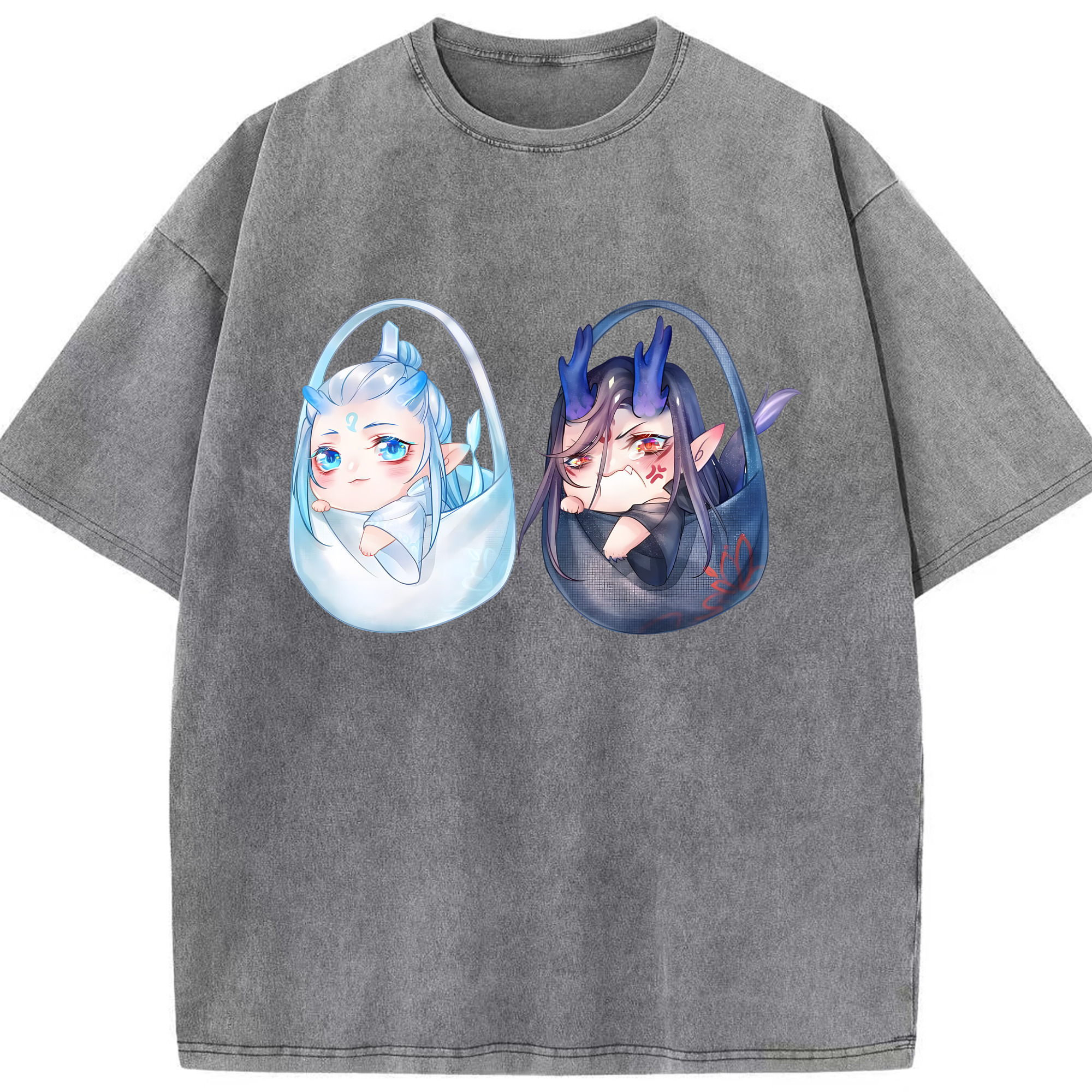 （画像用） Ne Zha 2 ナタ 魔童の大暴れ 綿100% ヴィンテージ風 半袖Tシャツ（フロントプリント）