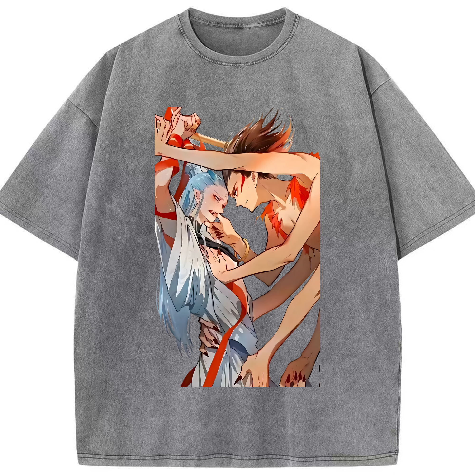 （画像用） Ne Zha 2 ナタ 魔童の大暴れ 綿100% ヴィンテージ風 半袖Tシャツ（フロントプリント）