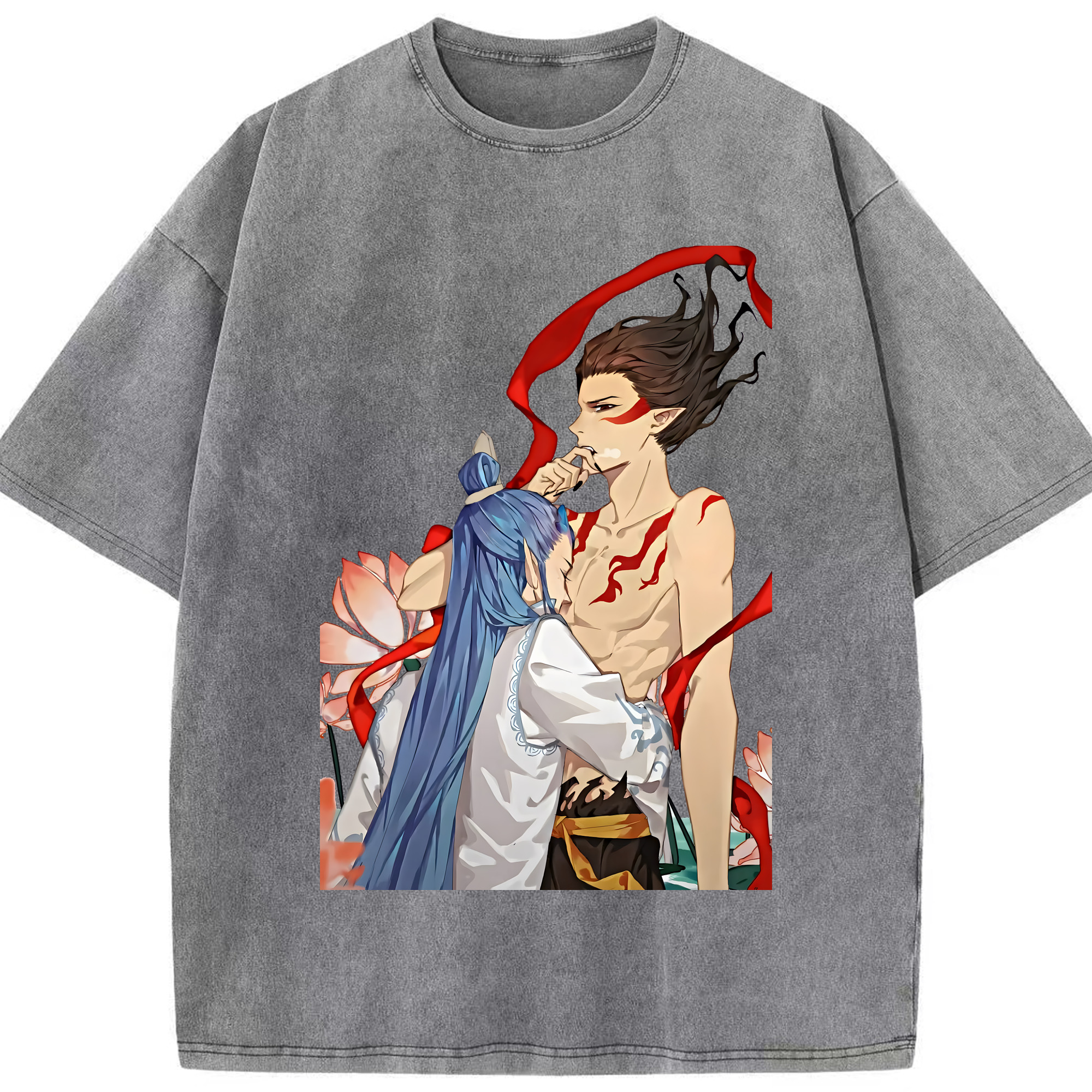 （画像用） Ne Zha 2 ナタ 魔童の大暴れ 綿100% ヴィンテージ風 半袖Tシャツ（フロントプリント）